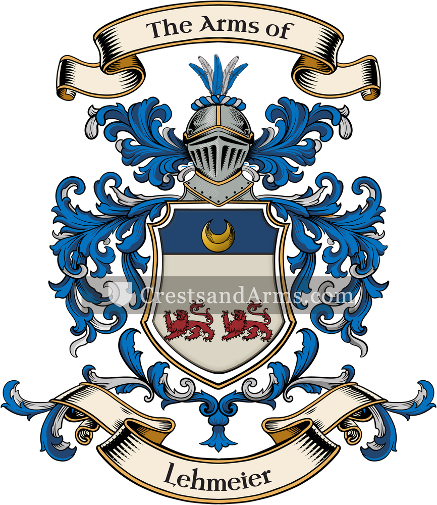 The Lehmeier coat of arms, drawn from the recorded blazon
