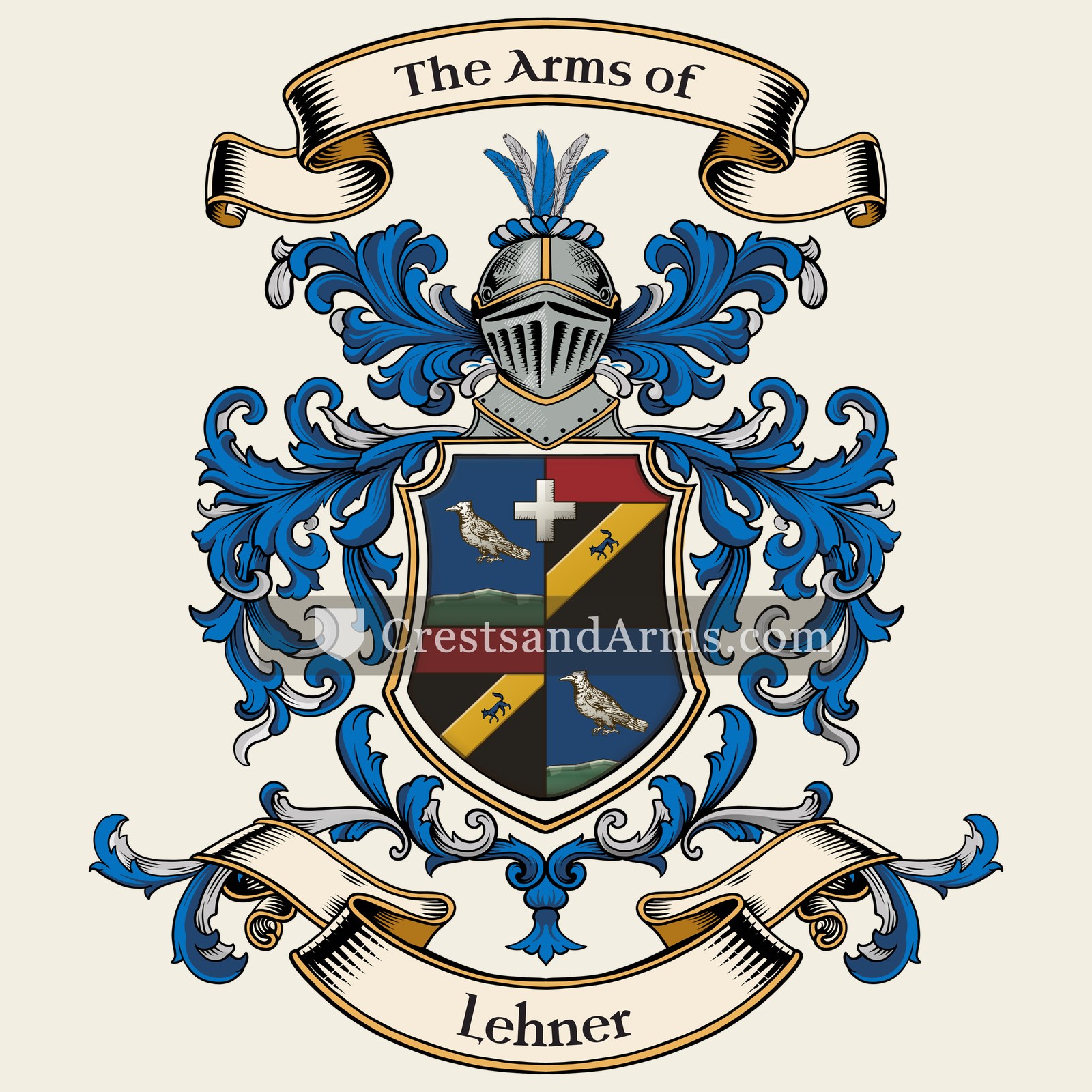 The Lehner coat of arms, drawn from the recorded blazon