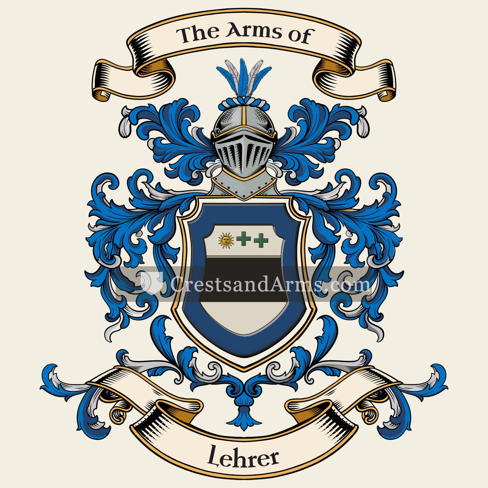 The Lehrer coat of arms, drawn from the recorded blazon