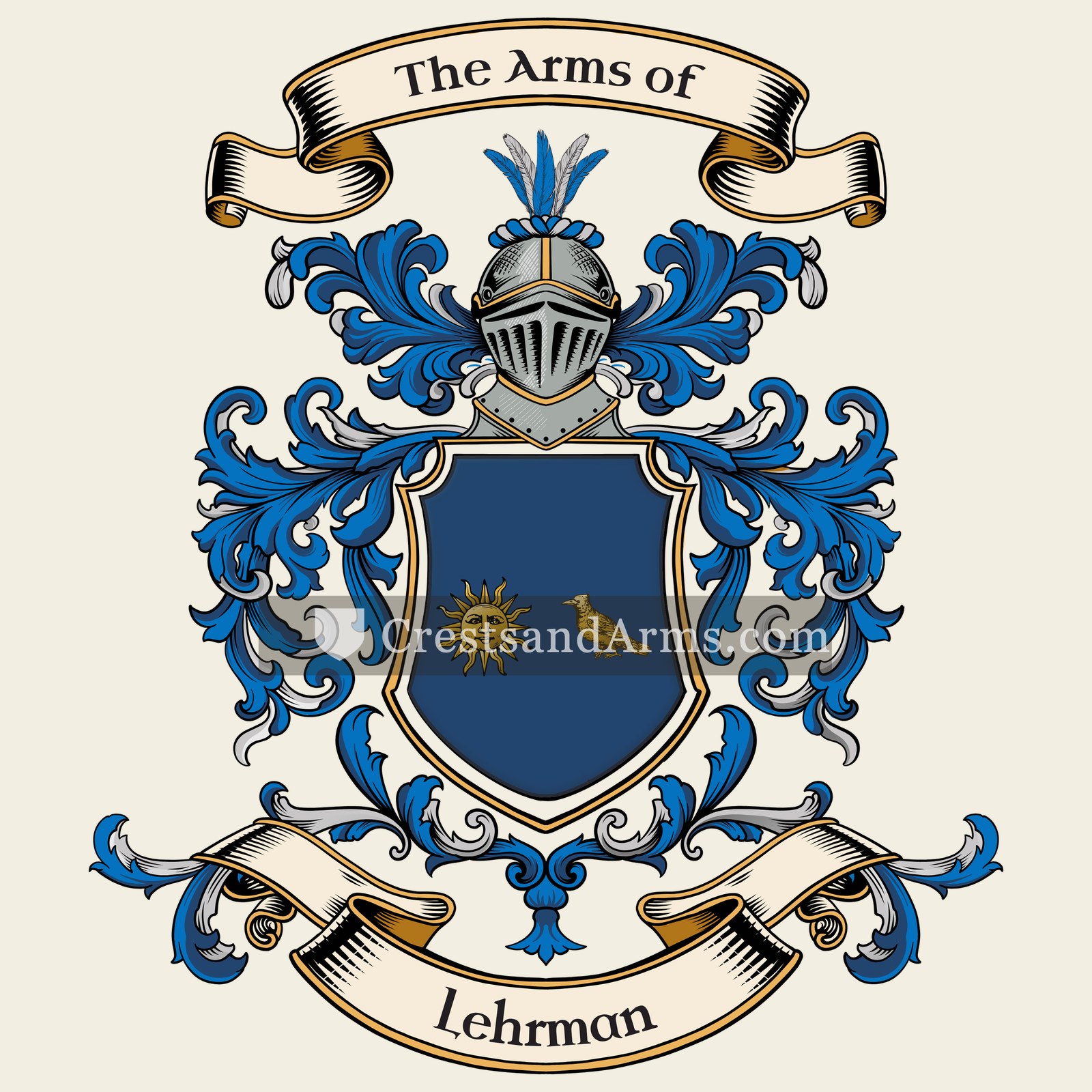 The Lehrman coat of arms, drawn from the recorded blazon
