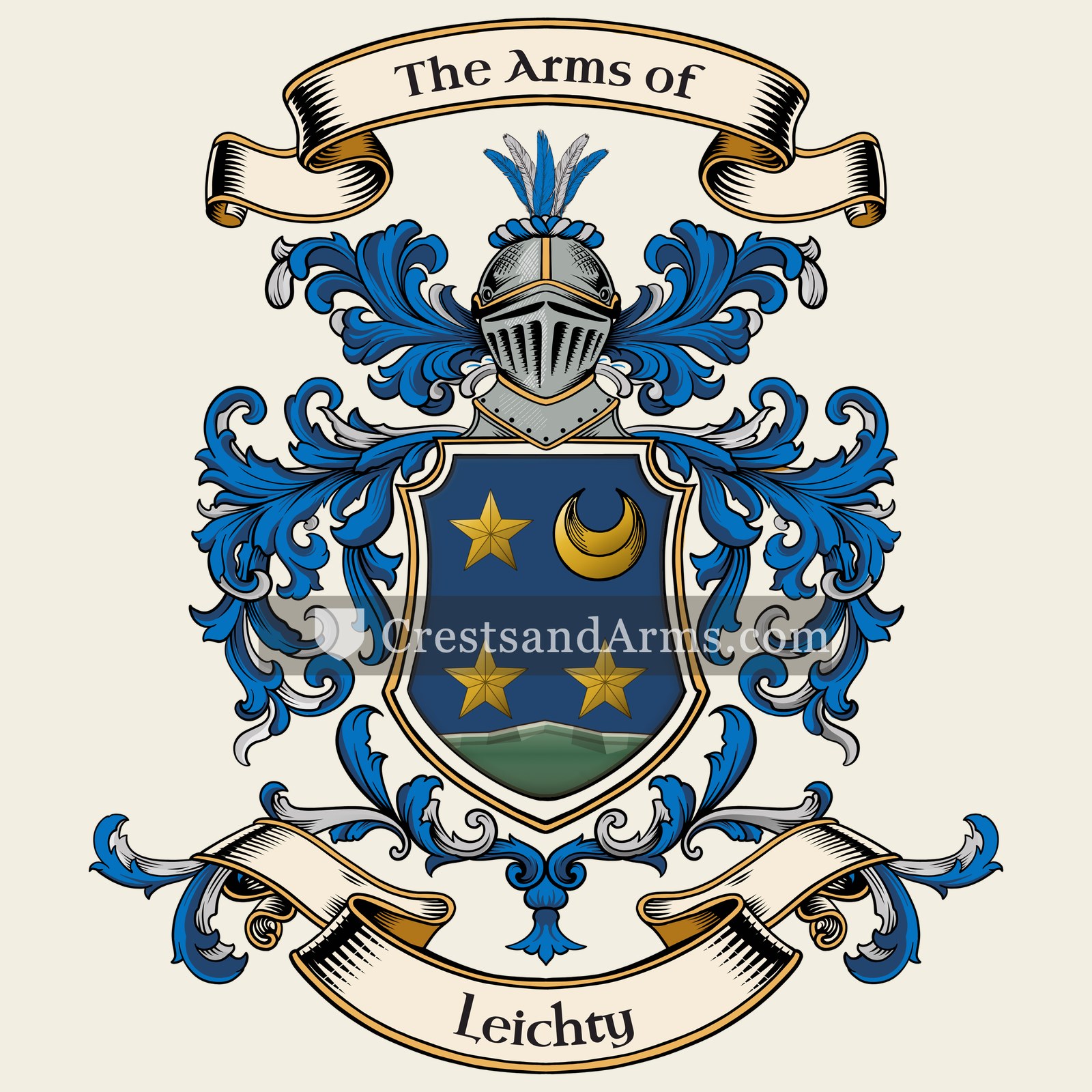 The Leichty coat of arms, drawn from the recorded blazon