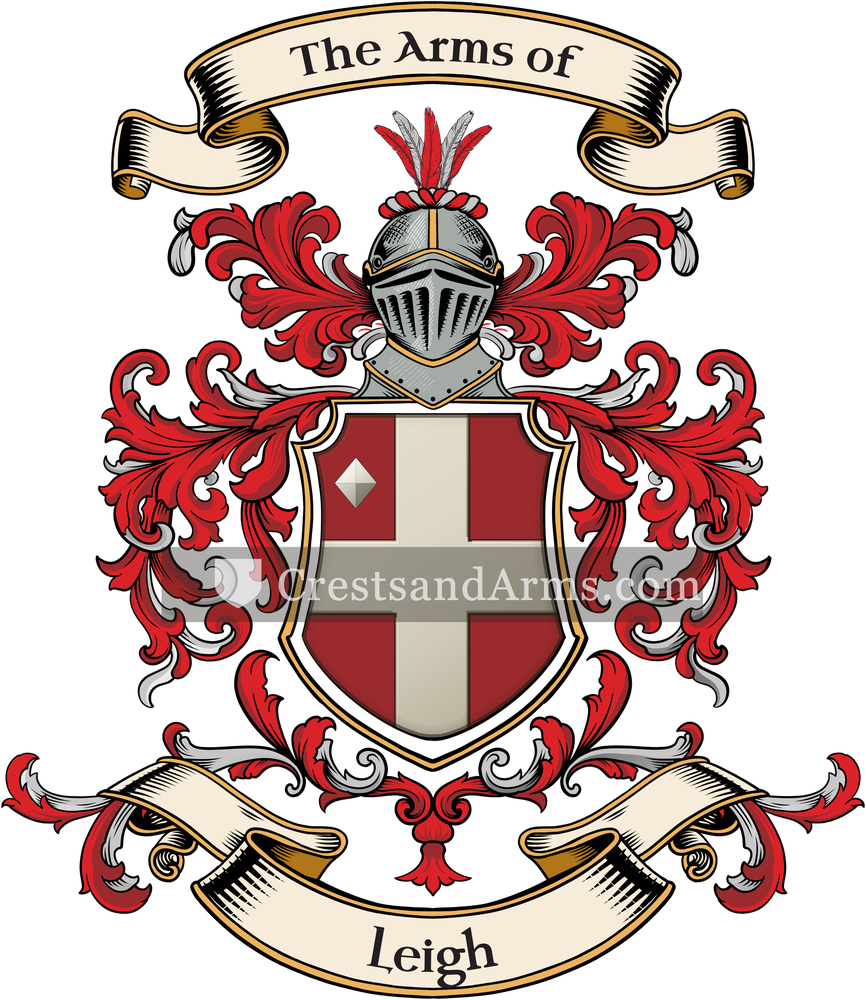 The Leigh coat of arms, drawn from the recorded blazon