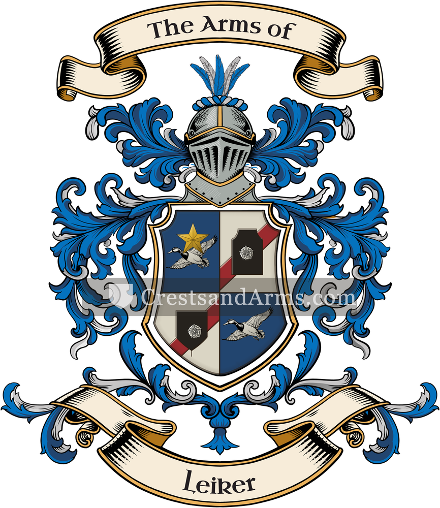 The Leiker coat of arms, drawn from the recorded blazon