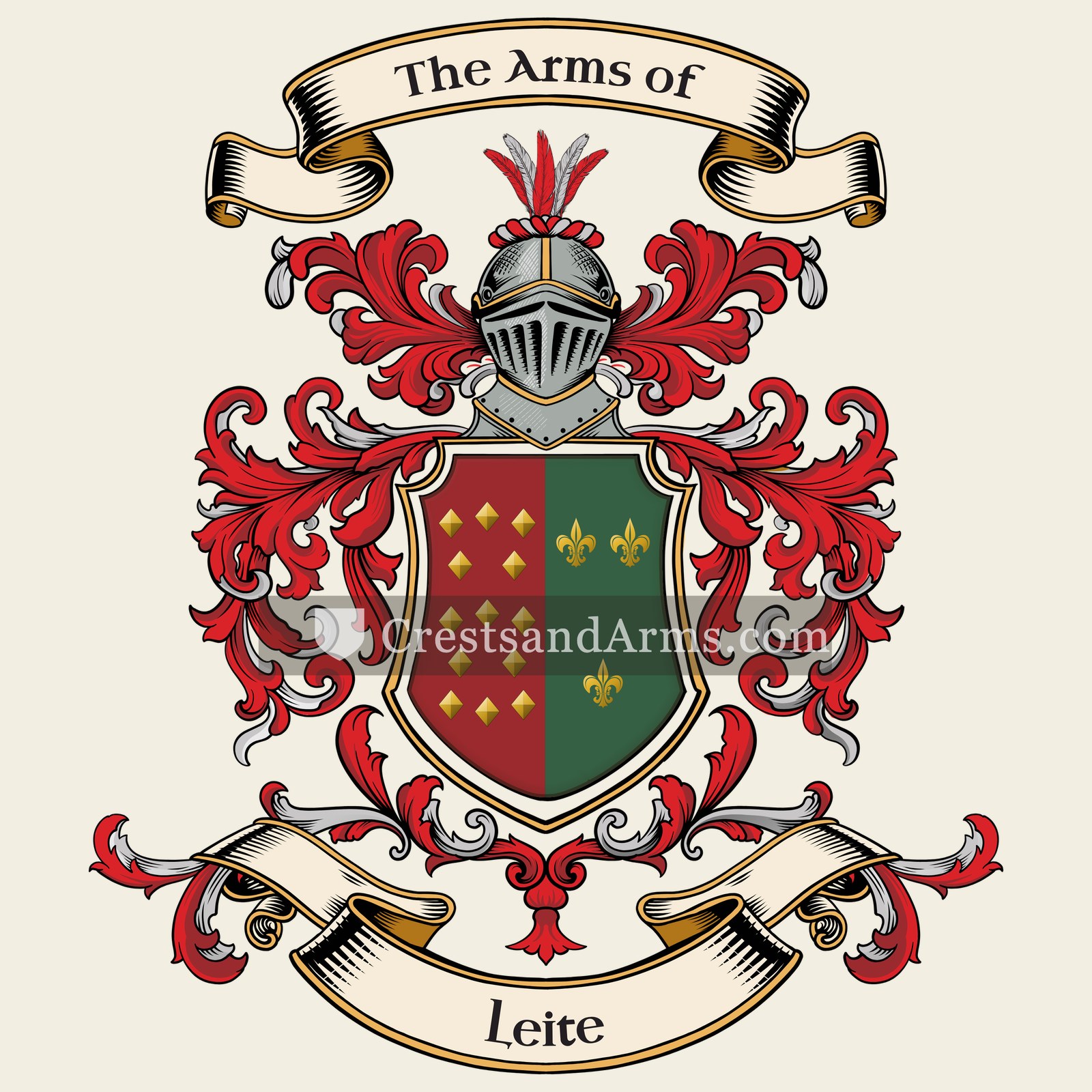 The Leite coat of arms, drawn from the recorded blazon