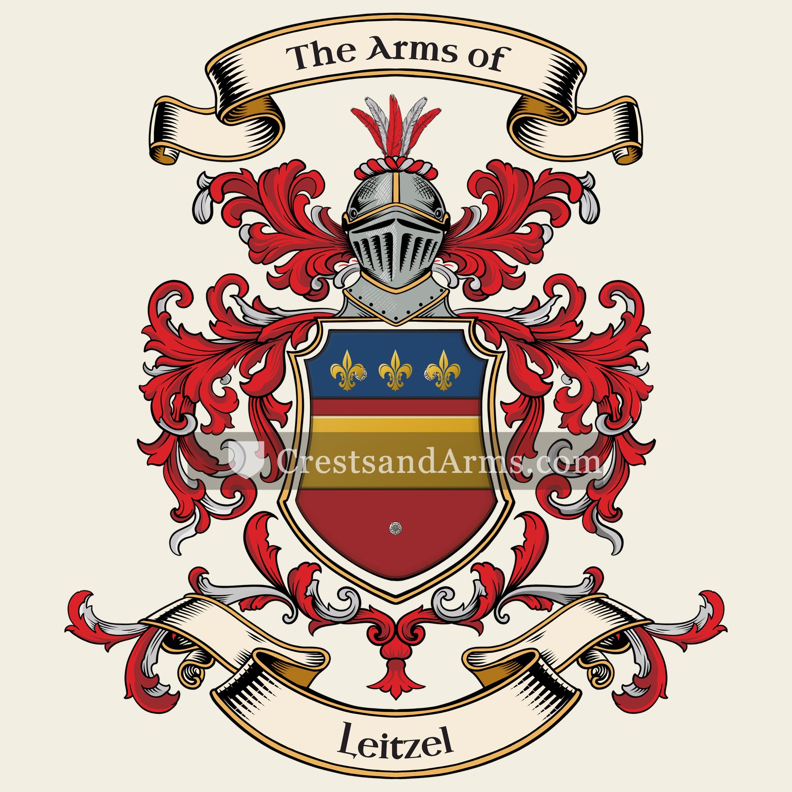 The Leitzel coat of arms, drawn from the recorded blazon