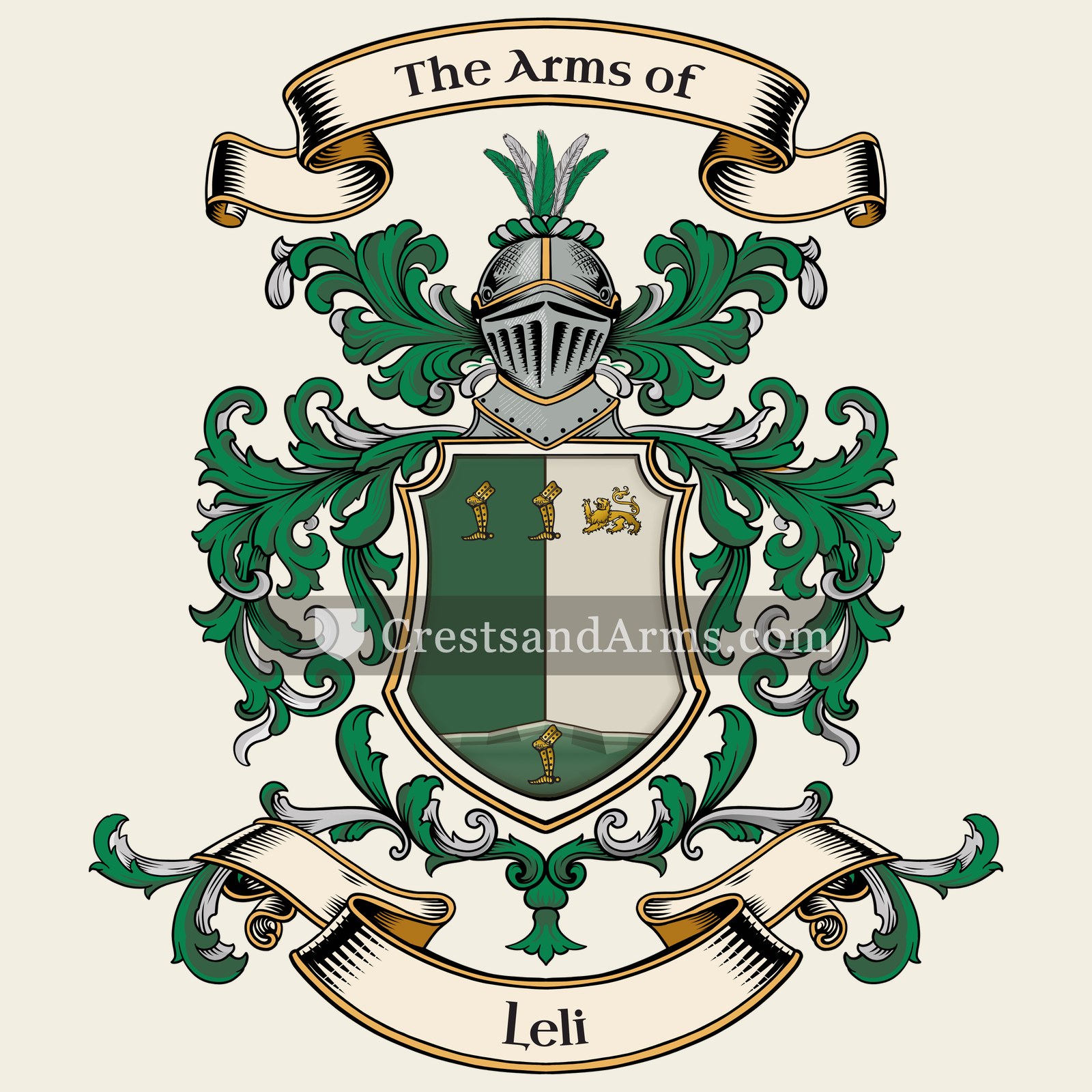 The Leli coat of arms, drawn from the recorded blazon