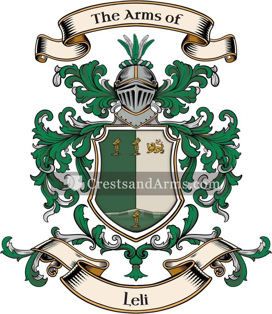 The Leli coat of arms, drawn from the recorded blazon