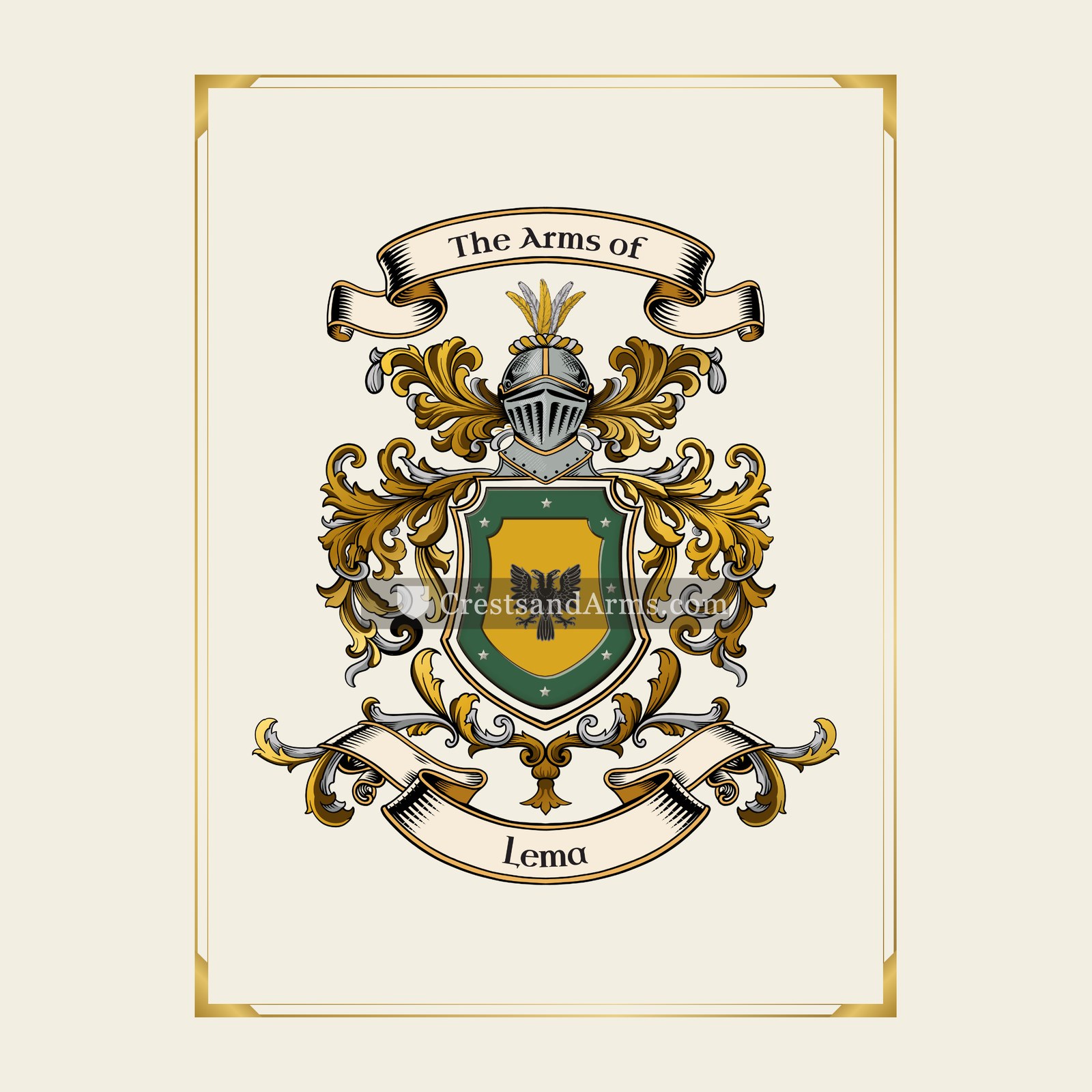 With gold border