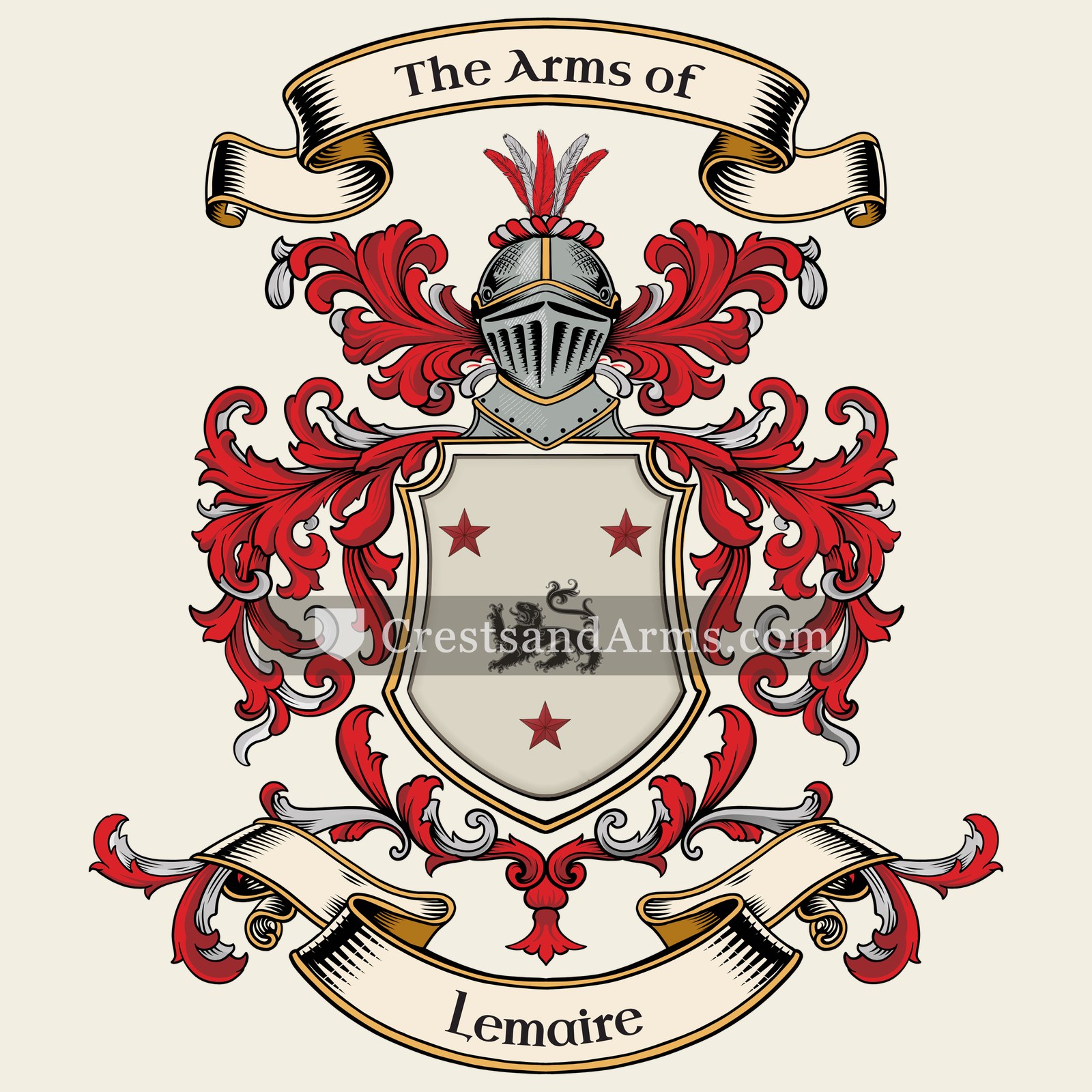 The Lemaire coat of arms, drawn from the recorded blazon