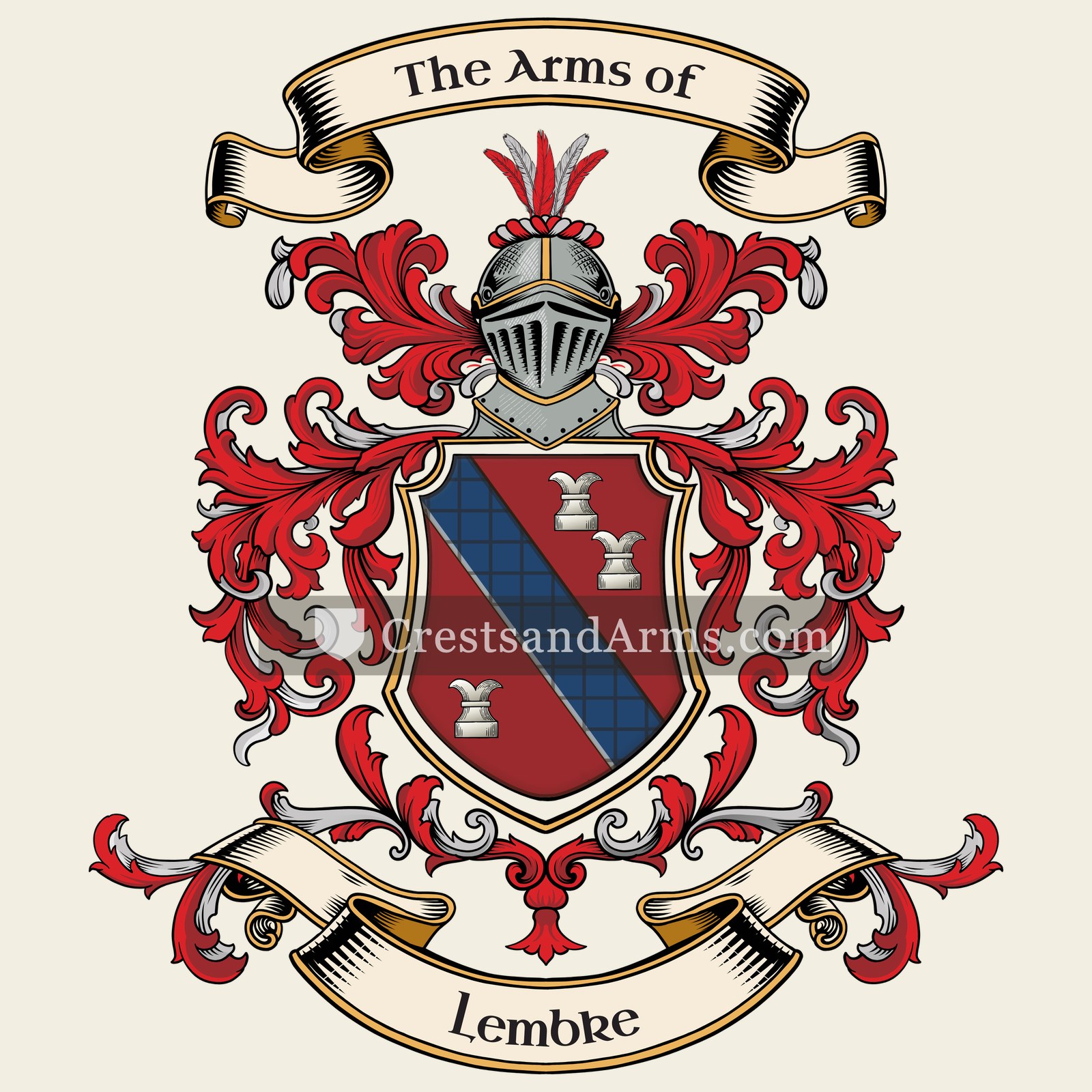 The Lembke coat of arms, drawn from the recorded blazon