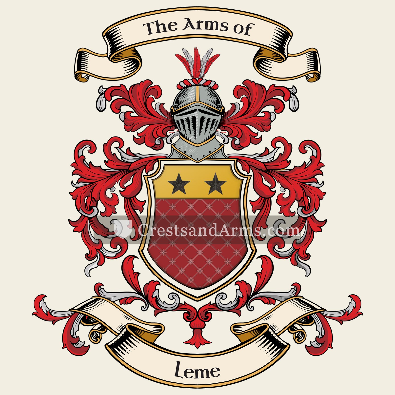 The Leme coat of arms, drawn from the recorded blazon