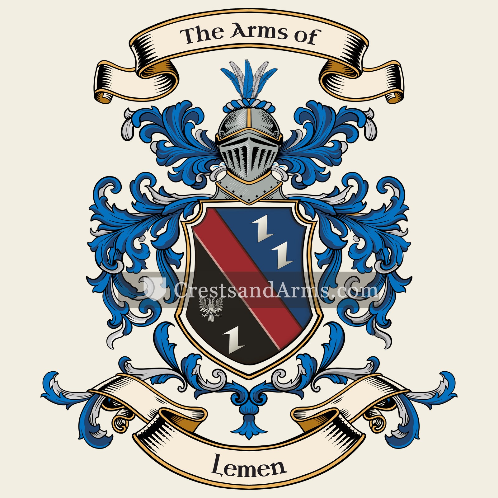The Lemen coat of arms, drawn from the recorded blazon