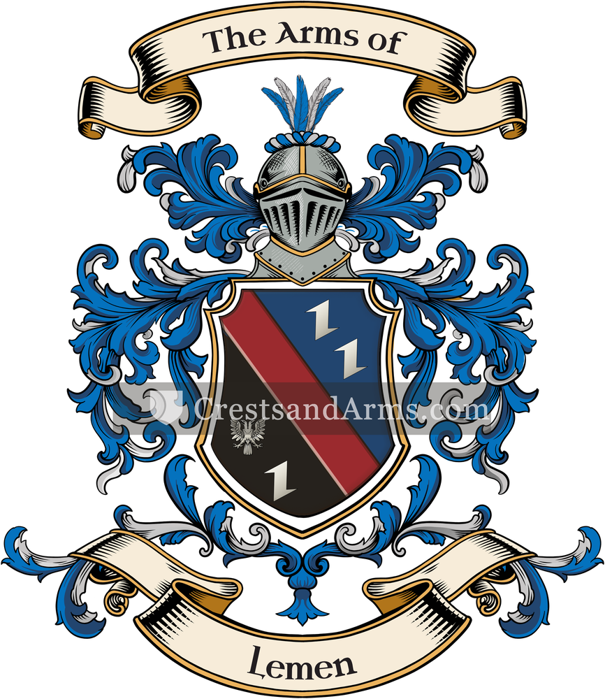 The Lemen coat of arms, drawn from the recorded blazon