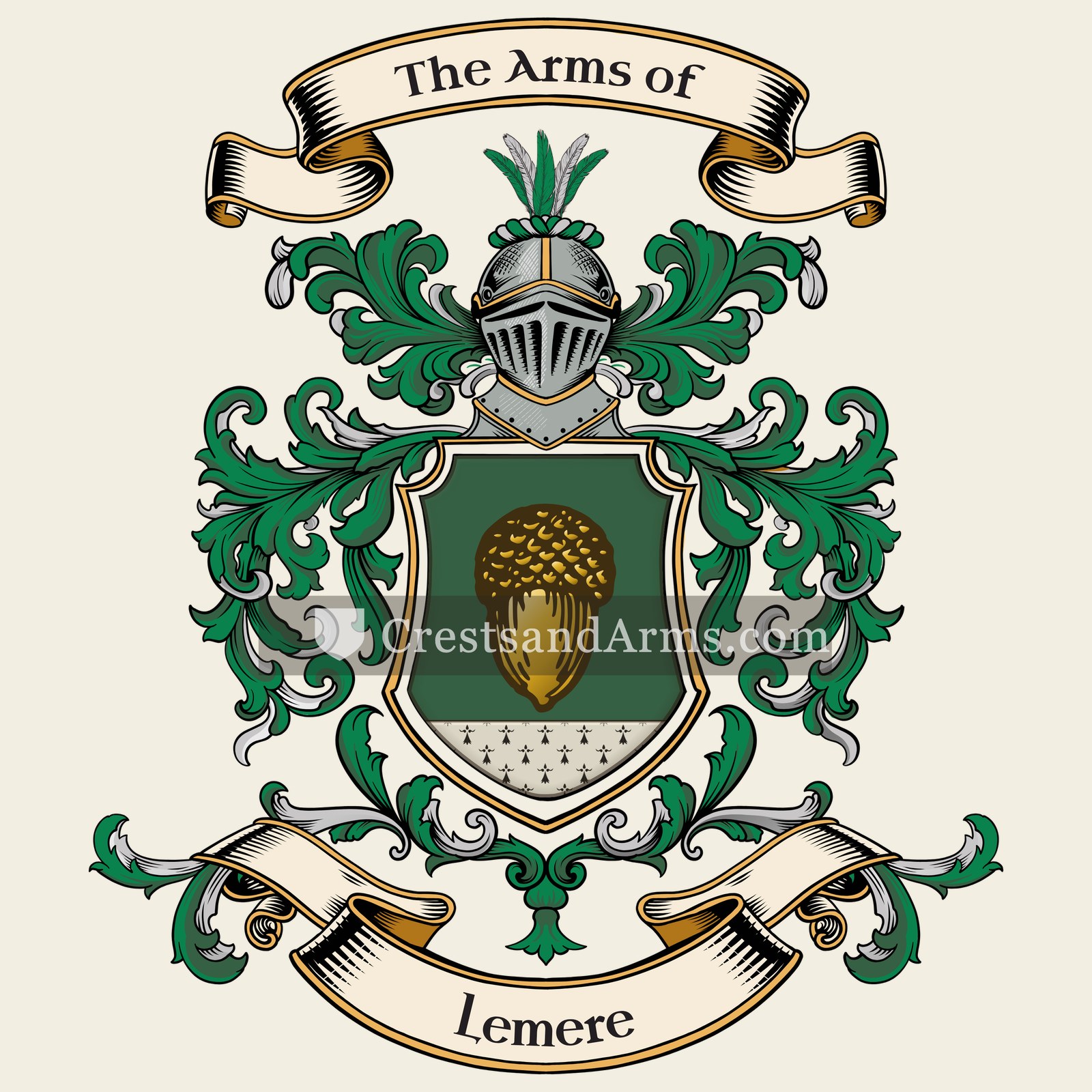 The Lemere coat of arms, drawn from the recorded blazon