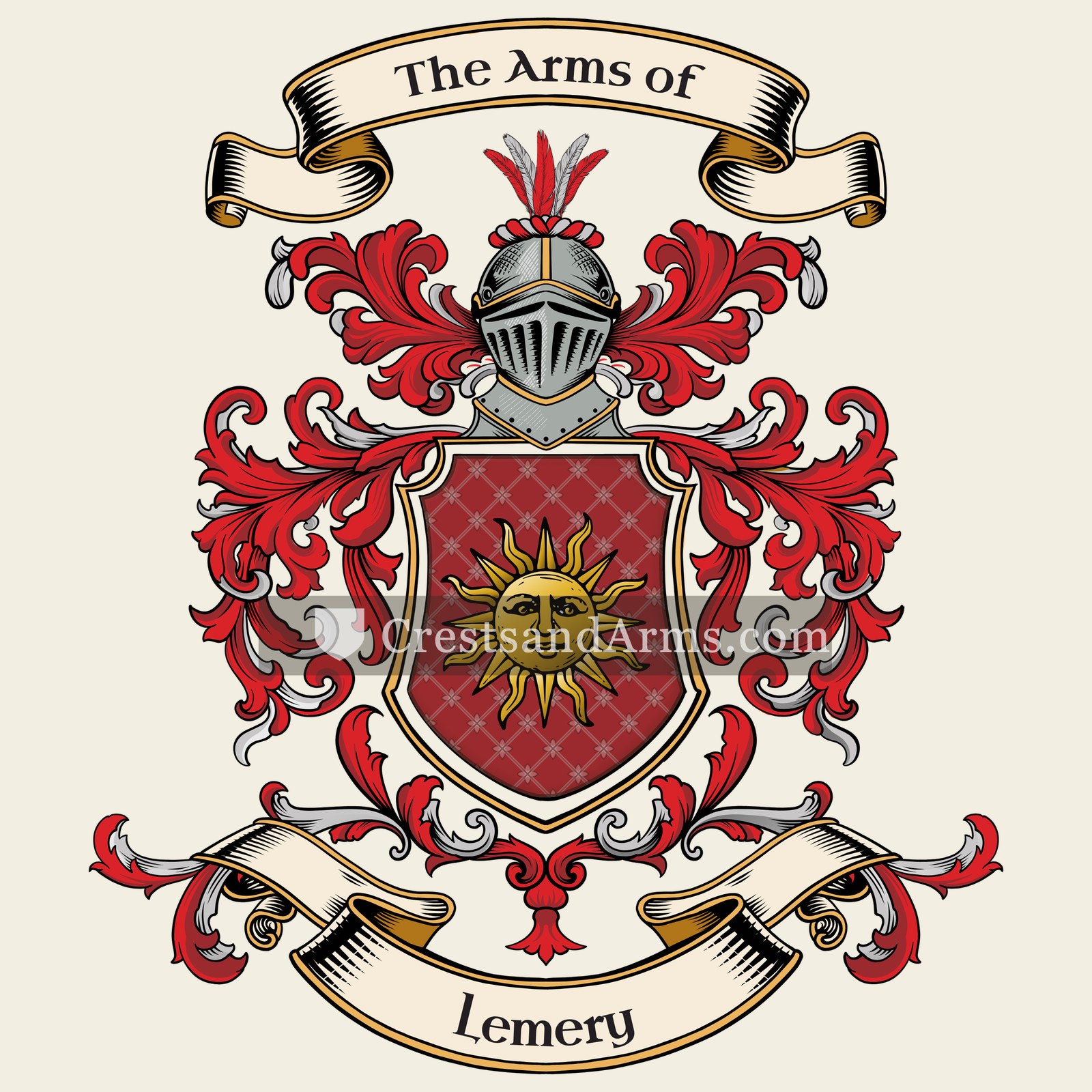The Lemery coat of arms, drawn from the recorded blazon