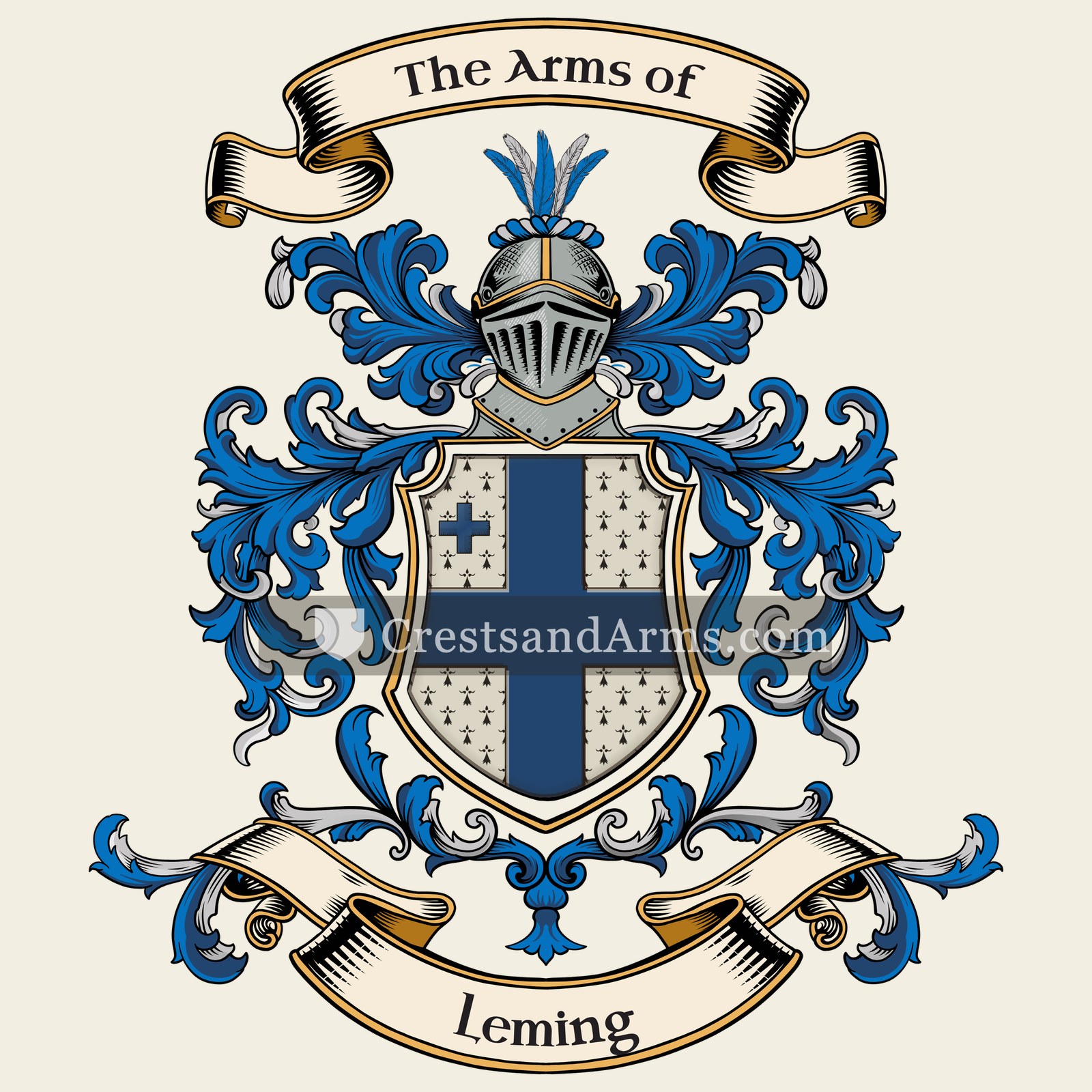 The Leming coat of arms, drawn from the recorded blazon