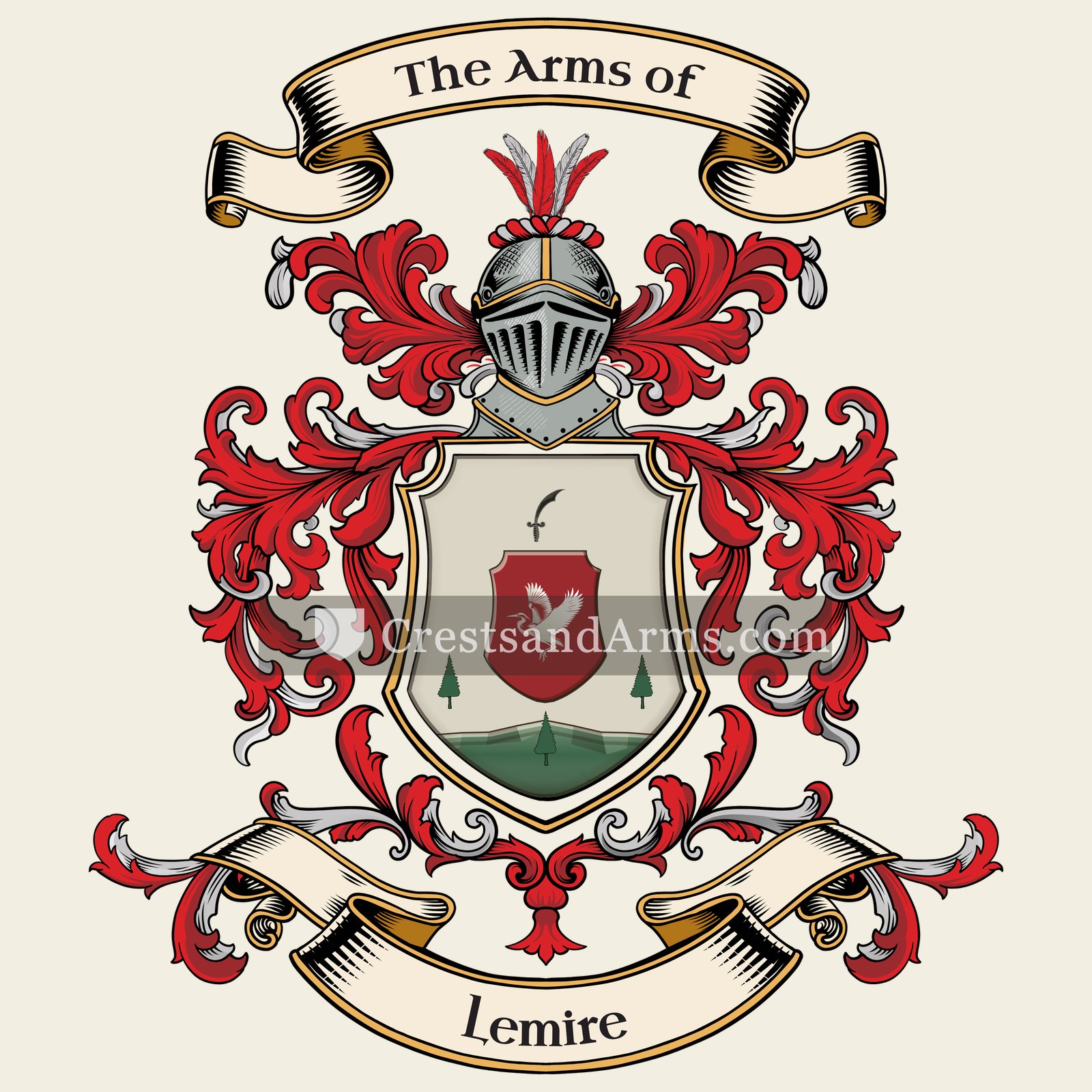 The Lemire coat of arms, drawn from the recorded blazon