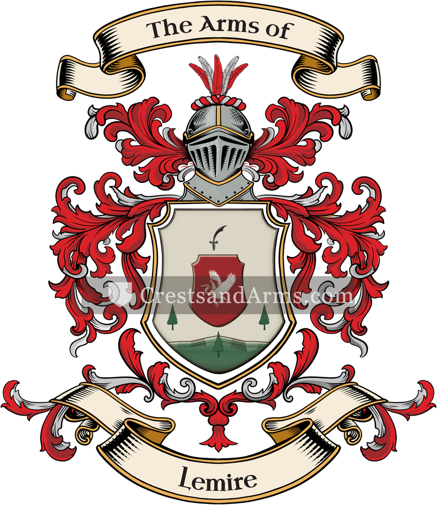 The Lemire coat of arms, drawn from the recorded blazon
