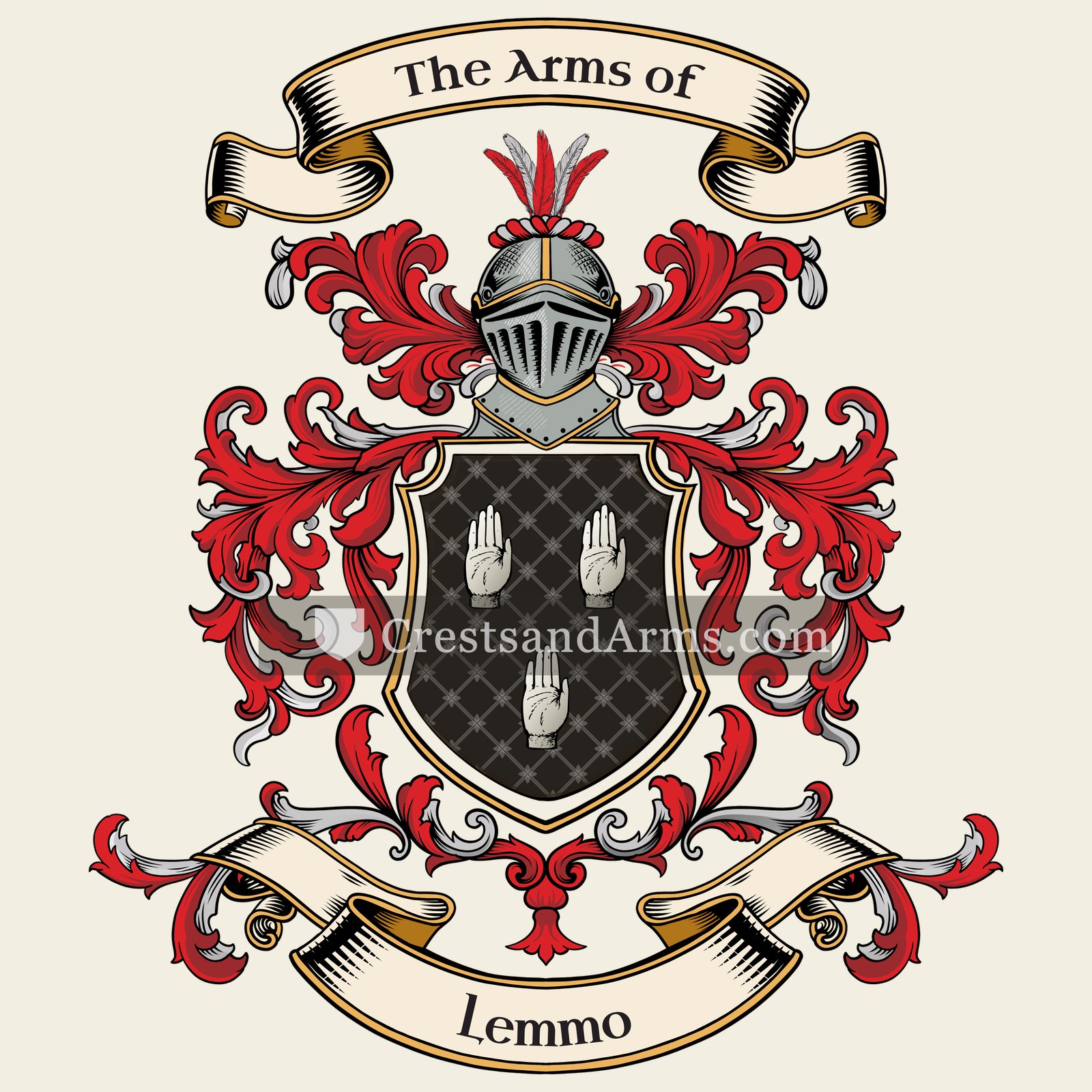 The Lemmo coat of arms, drawn from the recorded blazon