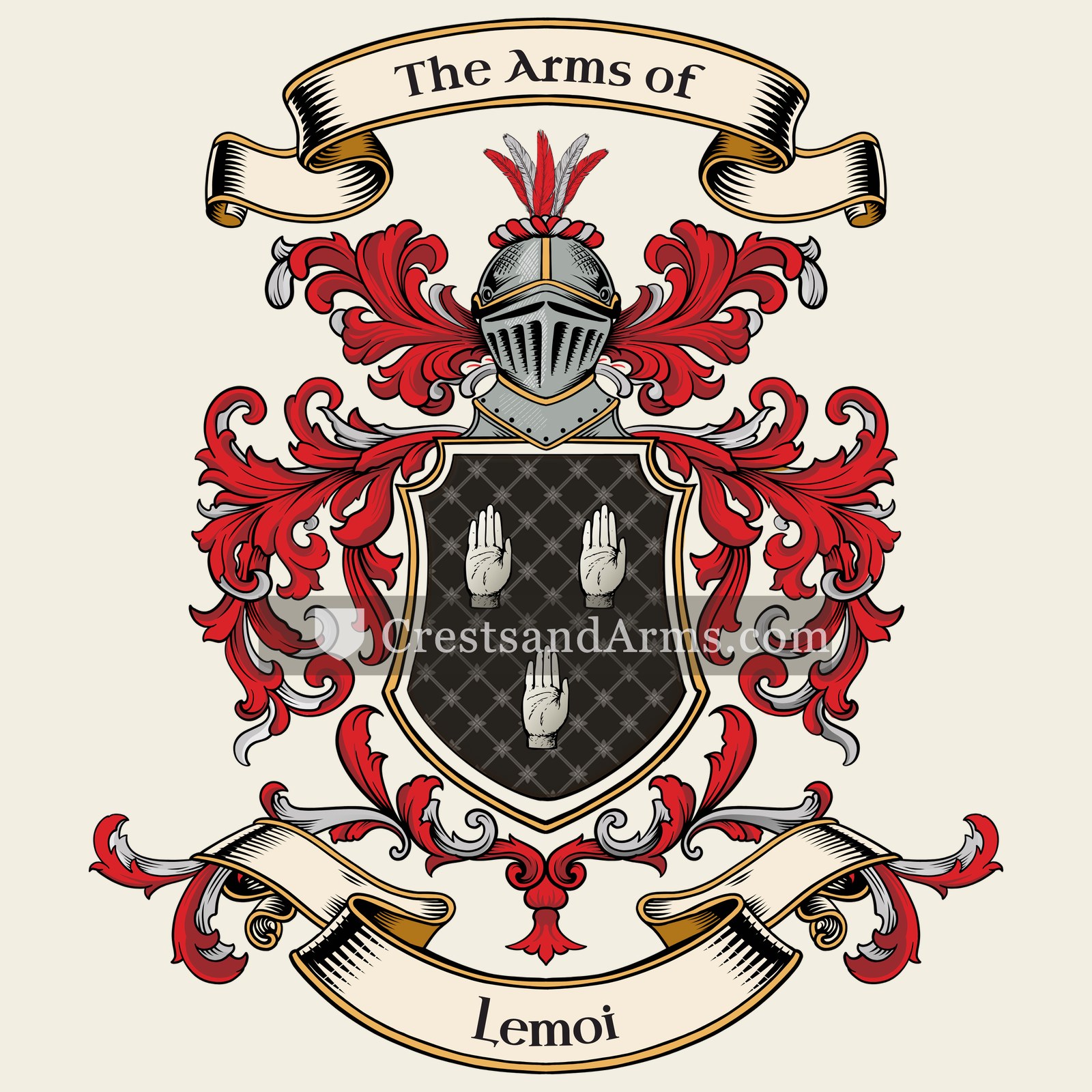 The Lemoi coat of arms, drawn from the recorded blazon