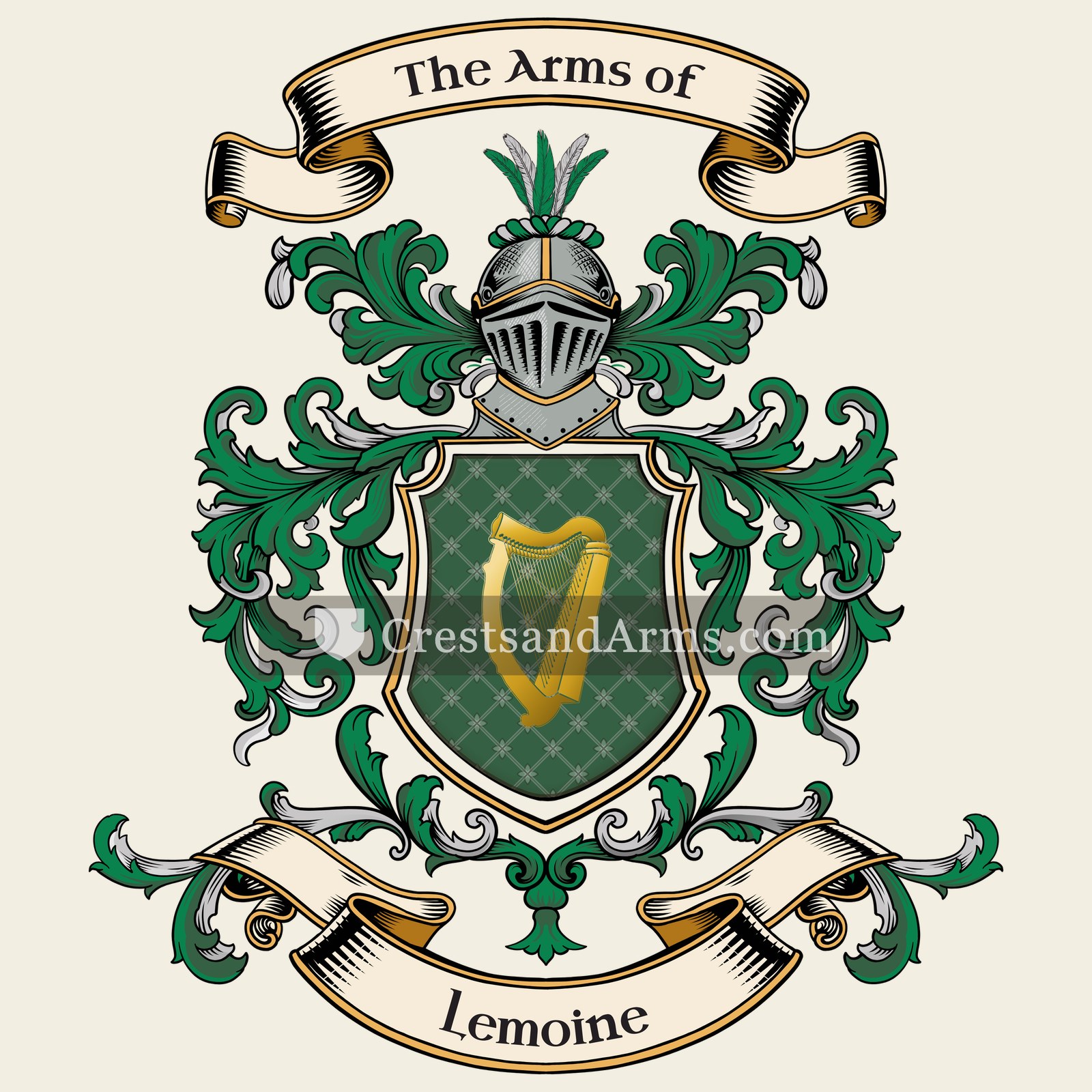 The Lemoine coat of arms, drawn from the recorded blazon