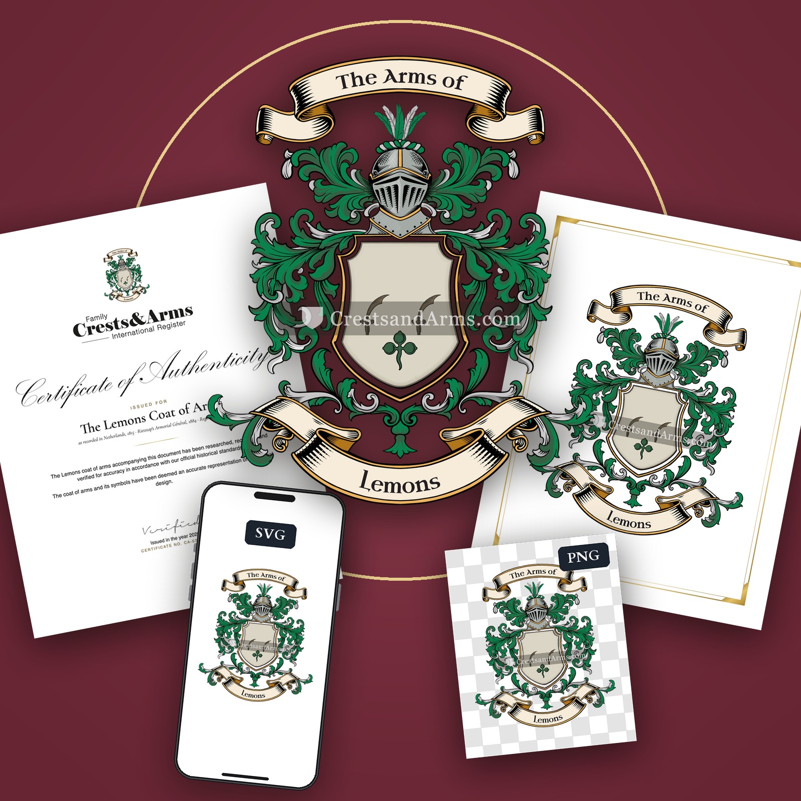 The Lemons arms on the coat of arms — digital pack