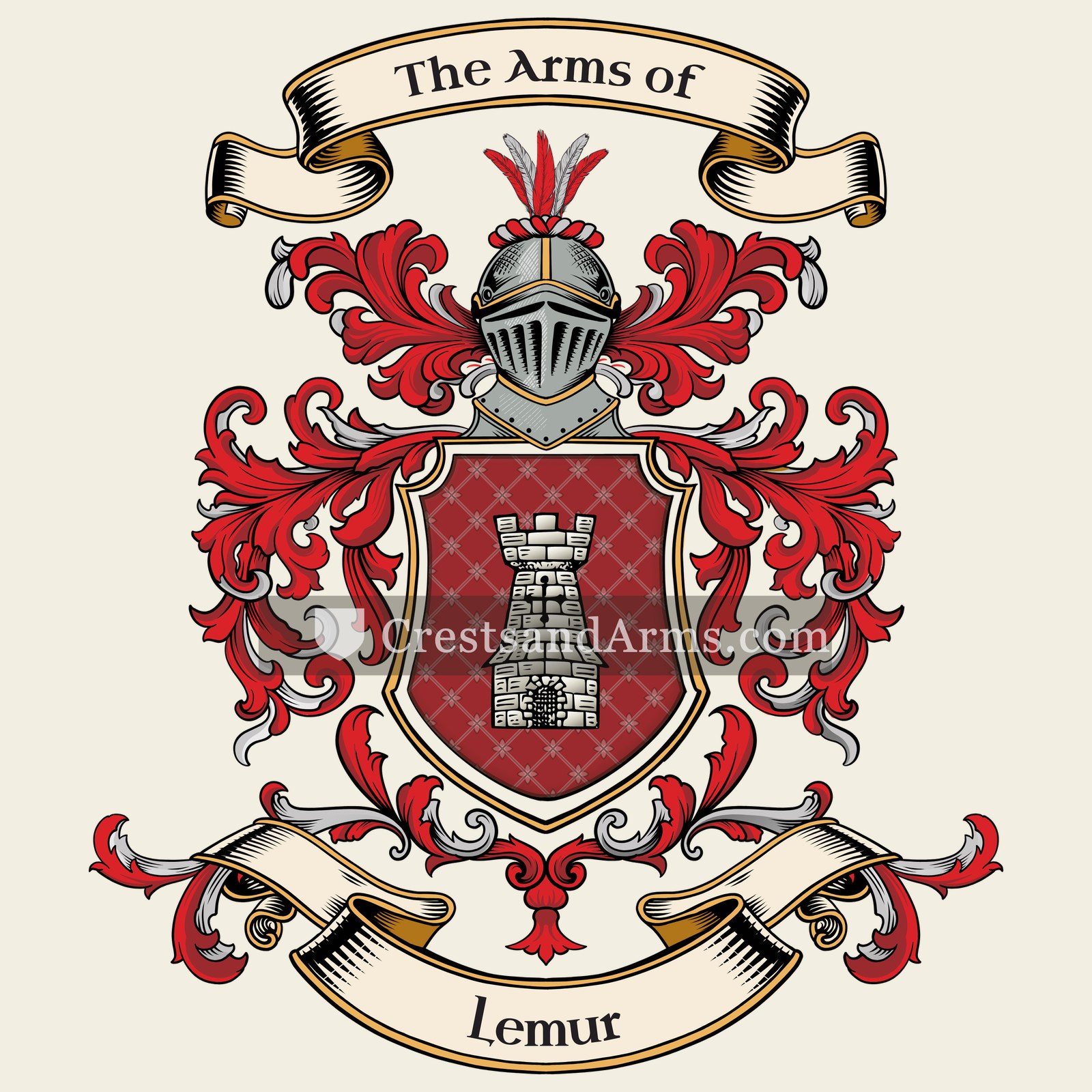 The Lemur coat of arms, drawn from the recorded blazon