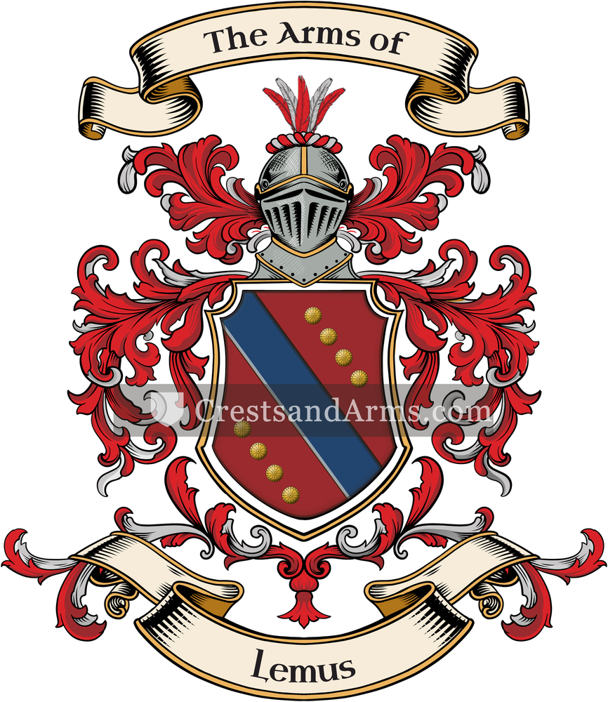 The Lemus coat of arms, drawn from the recorded blazon