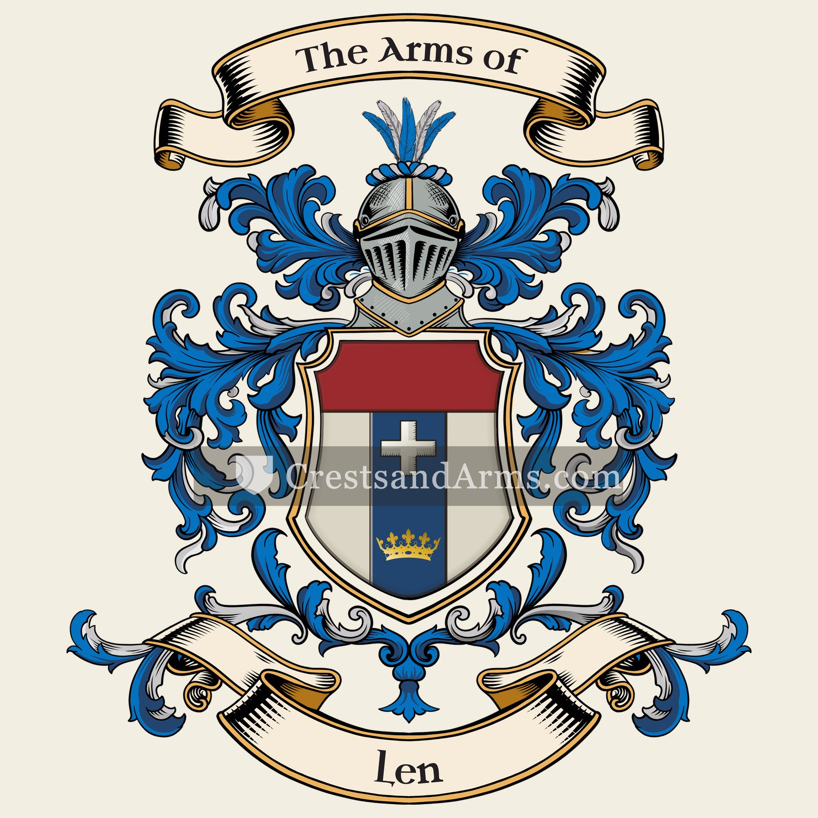 The Len coat of arms, drawn from the recorded blazon