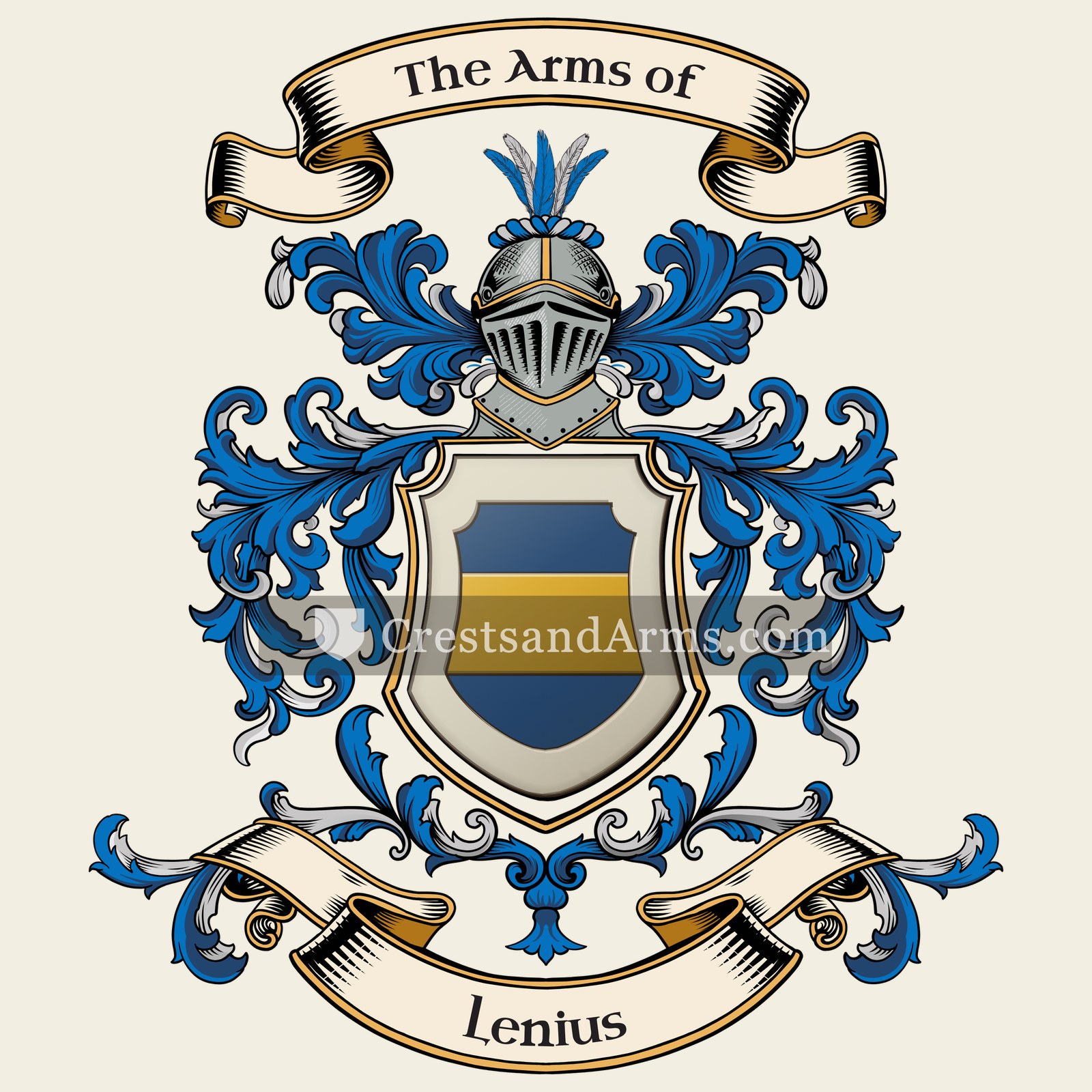 The Lenius coat of arms, drawn from the recorded blazon