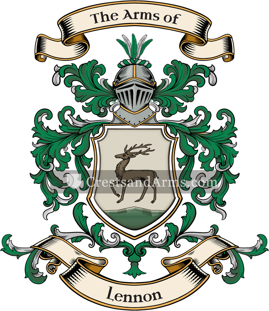 The Lennon coat of arms, drawn from the recorded blazon