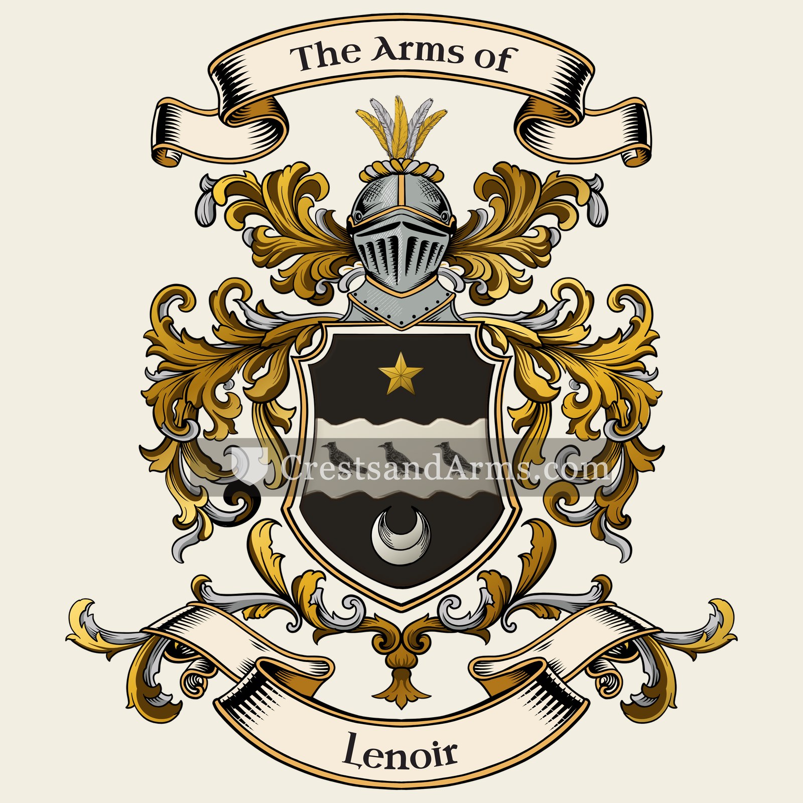 The Lenoir coat of arms, drawn from the recorded blazon