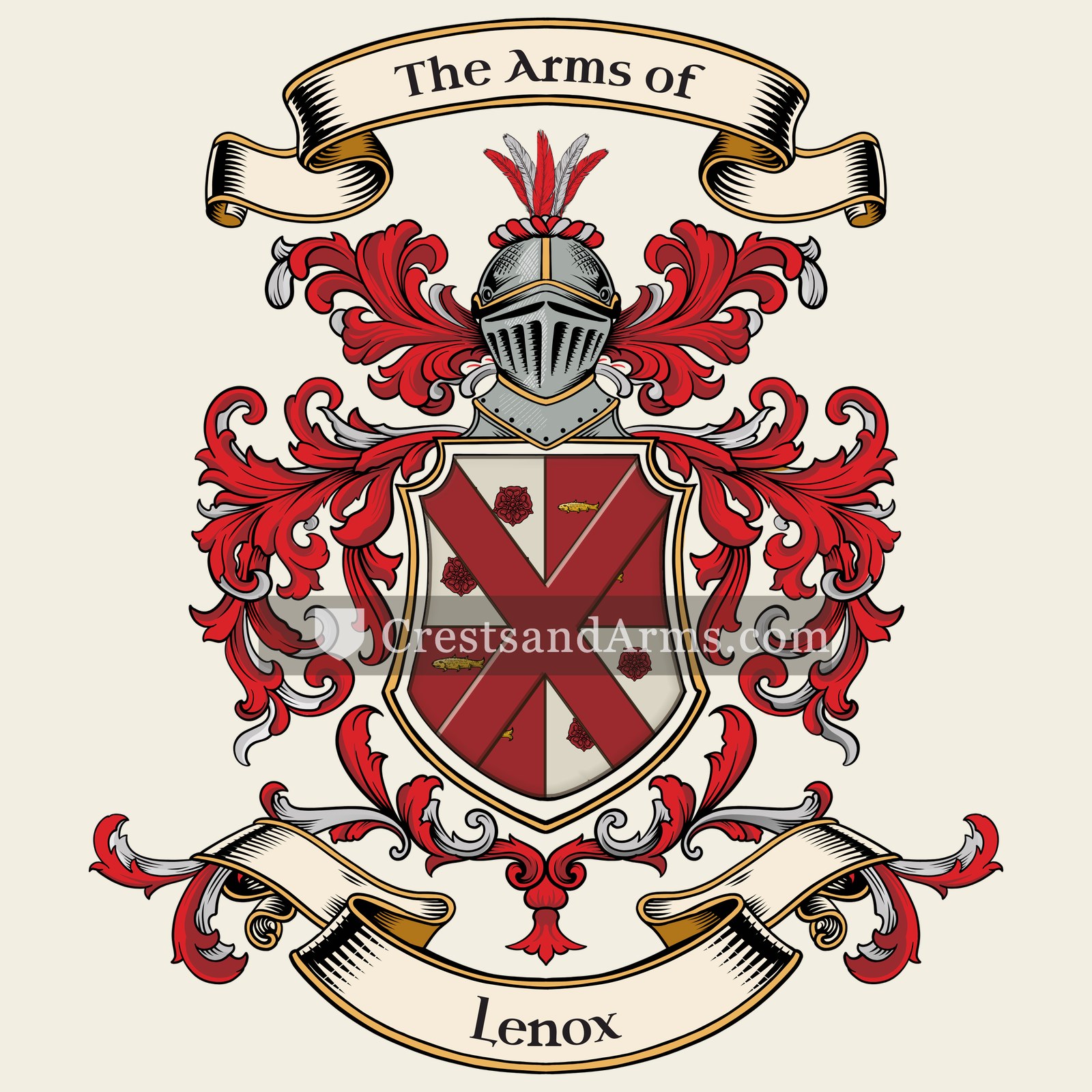 The Lenox coat of arms, drawn from the recorded blazon