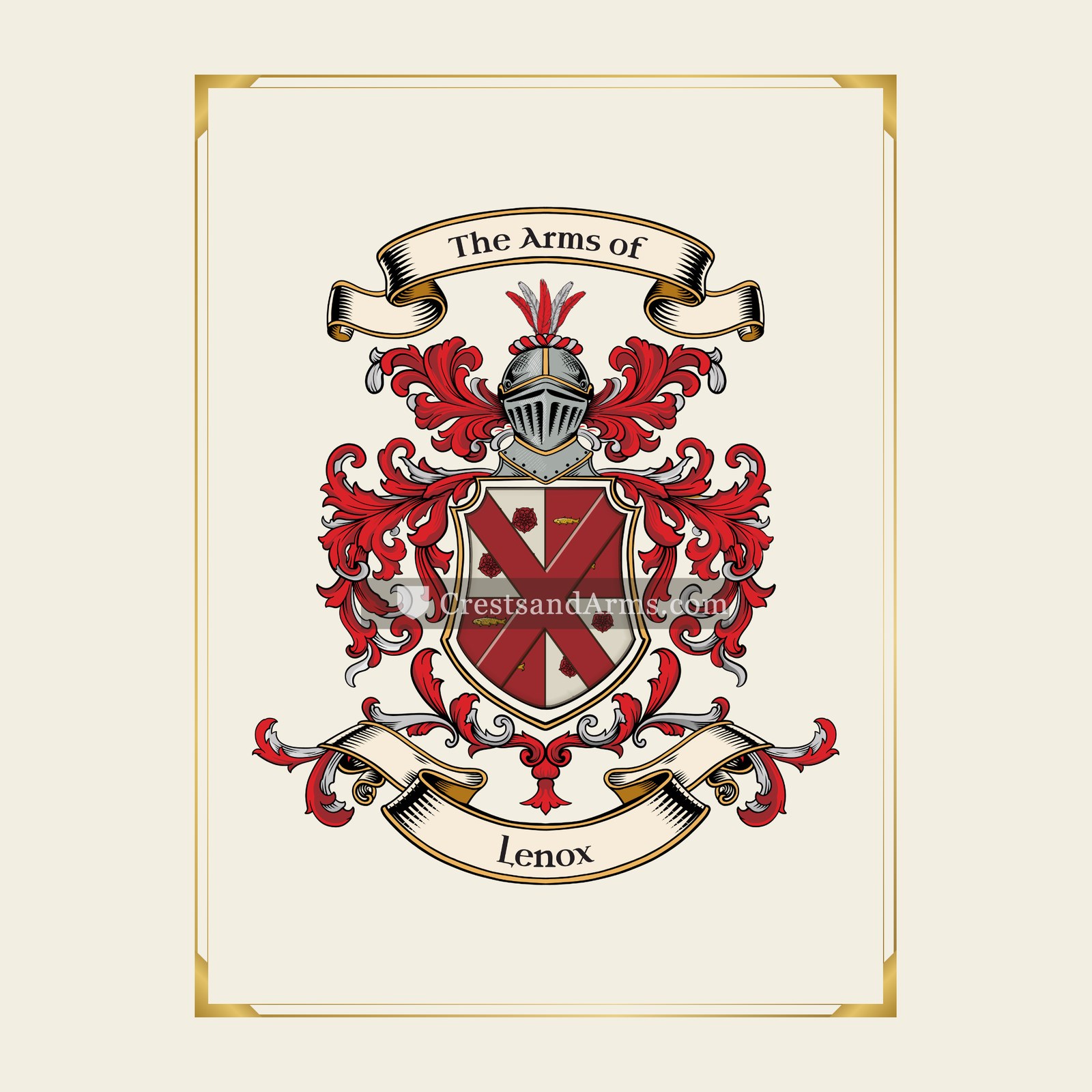 With gold border