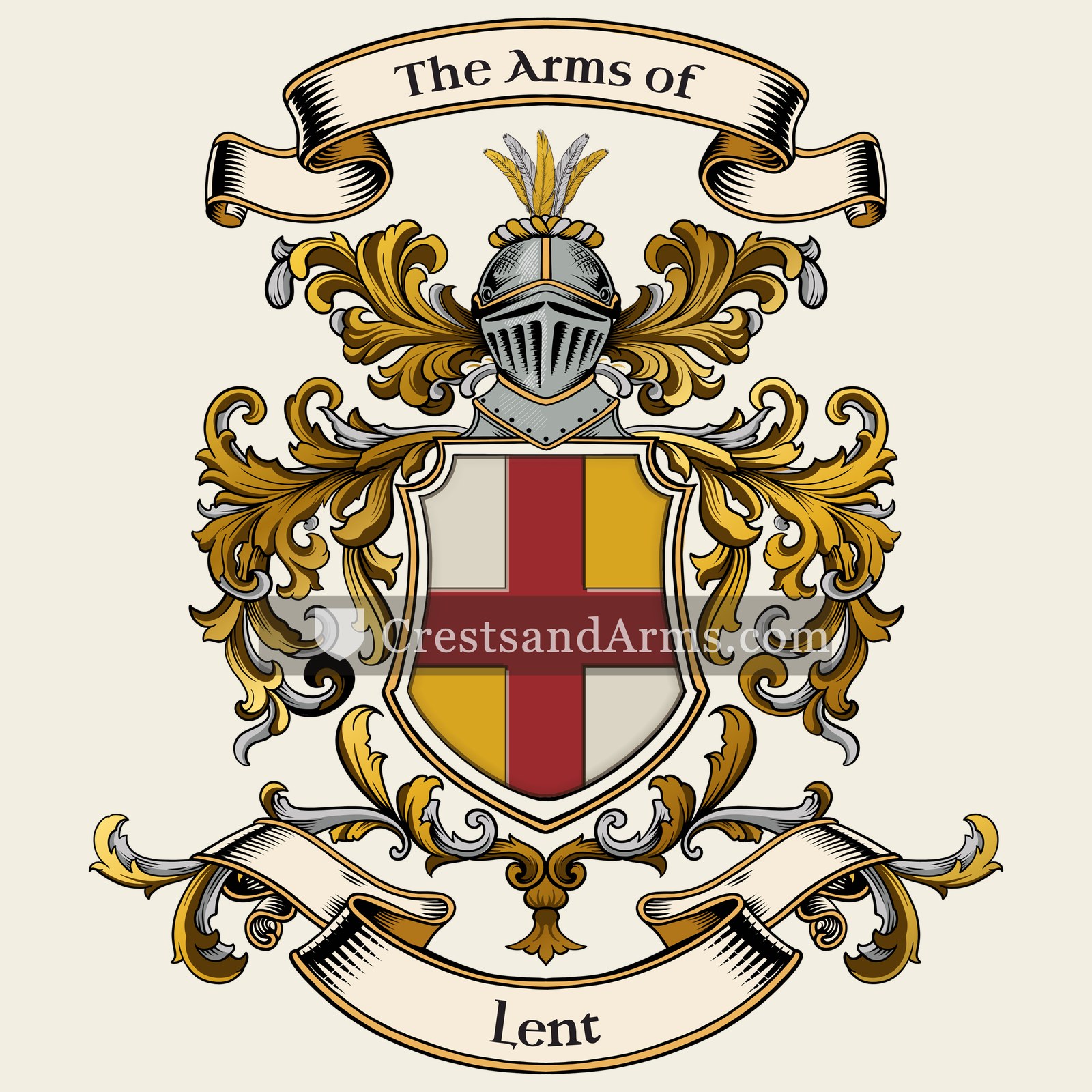 The Lent coat of arms, drawn from the recorded blazon