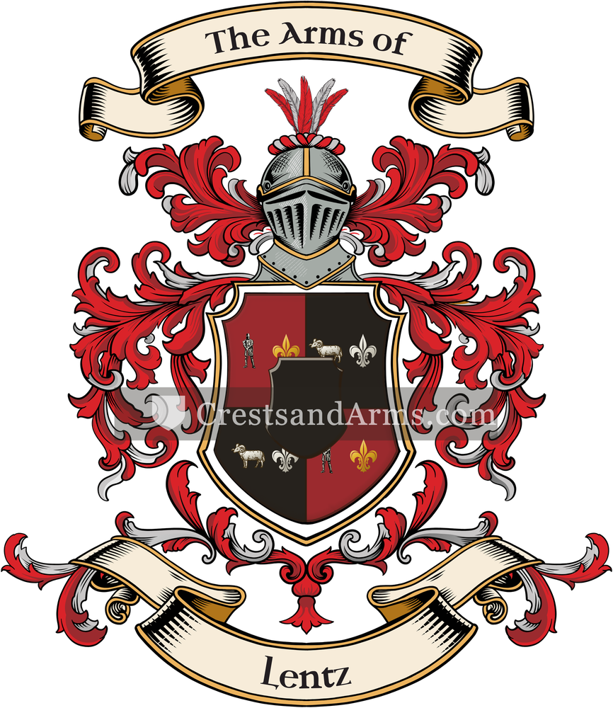 The Lentz coat of arms, drawn from the recorded blazon