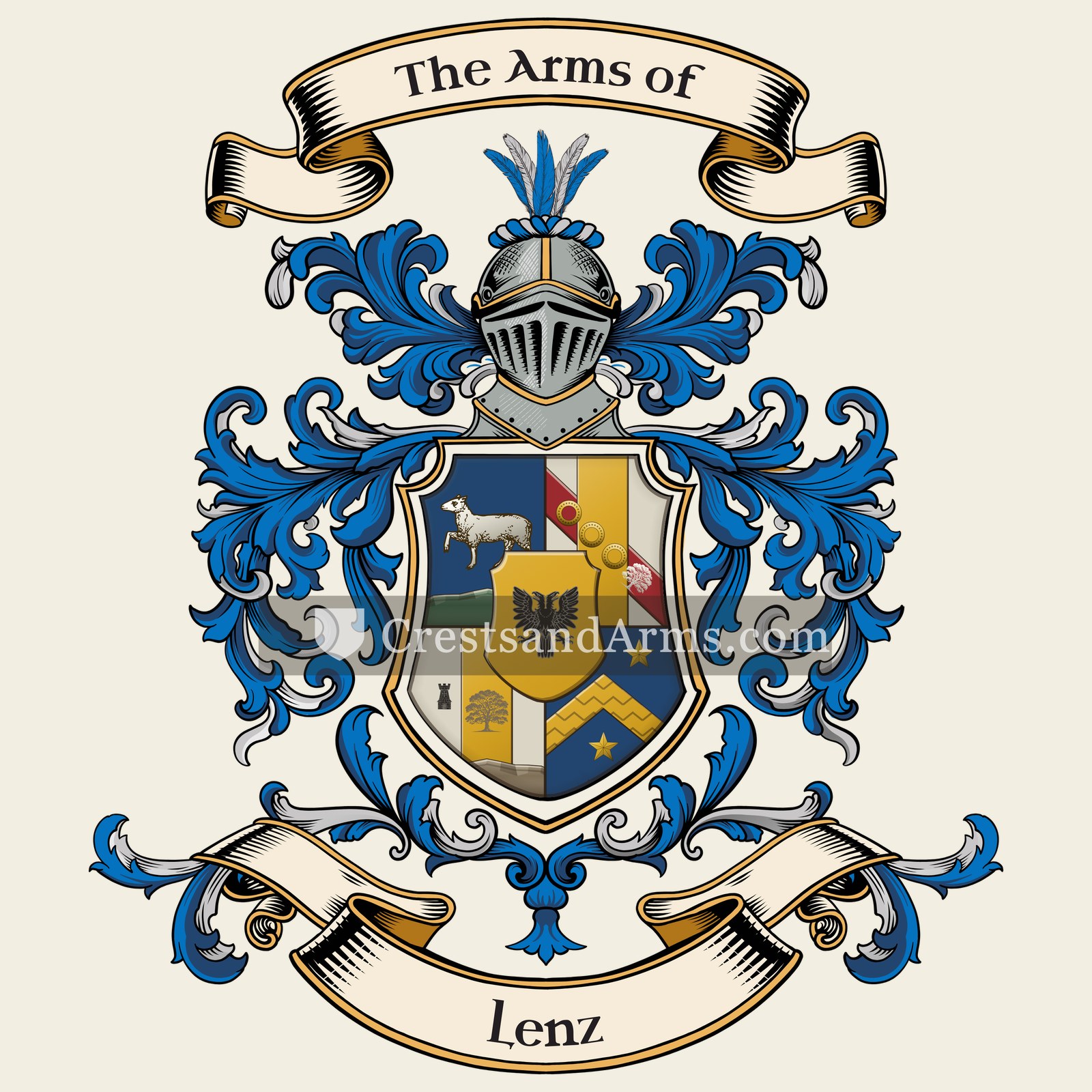 The Lenz coat of arms, drawn from the recorded blazon