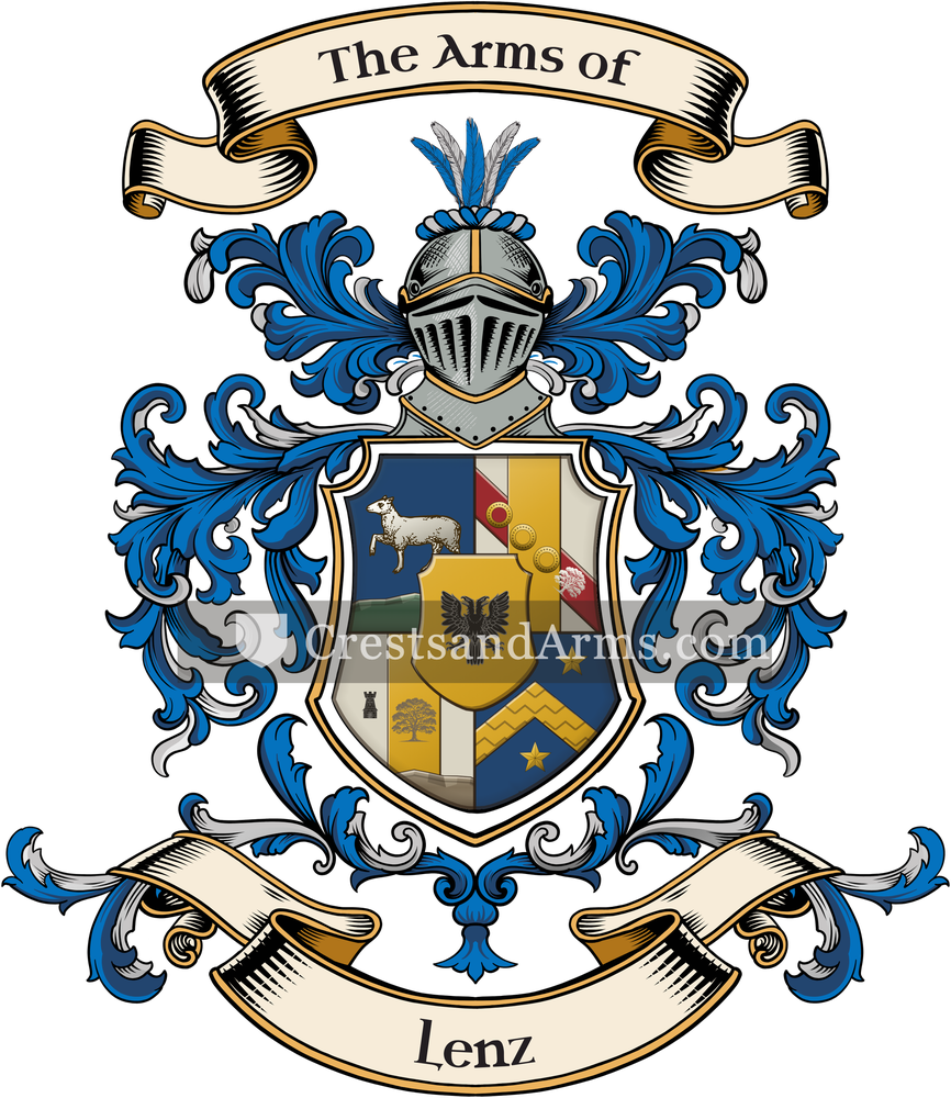 The Lenz coat of arms, drawn from the recorded blazon