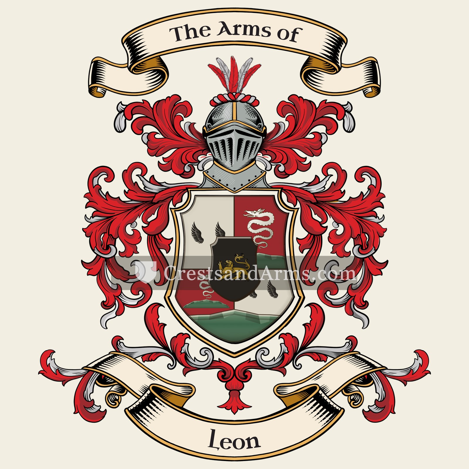 The Leon coat of arms, drawn from the recorded blazon