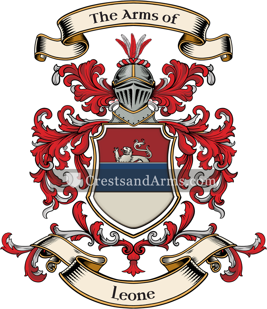The Leone coat of arms, drawn from the recorded blazon