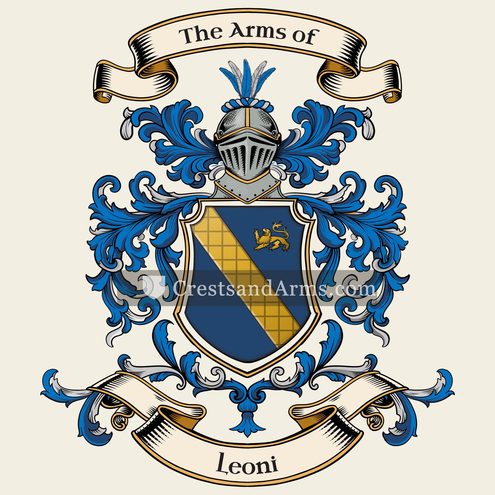 The Leoni coat of arms, drawn from the recorded blazon