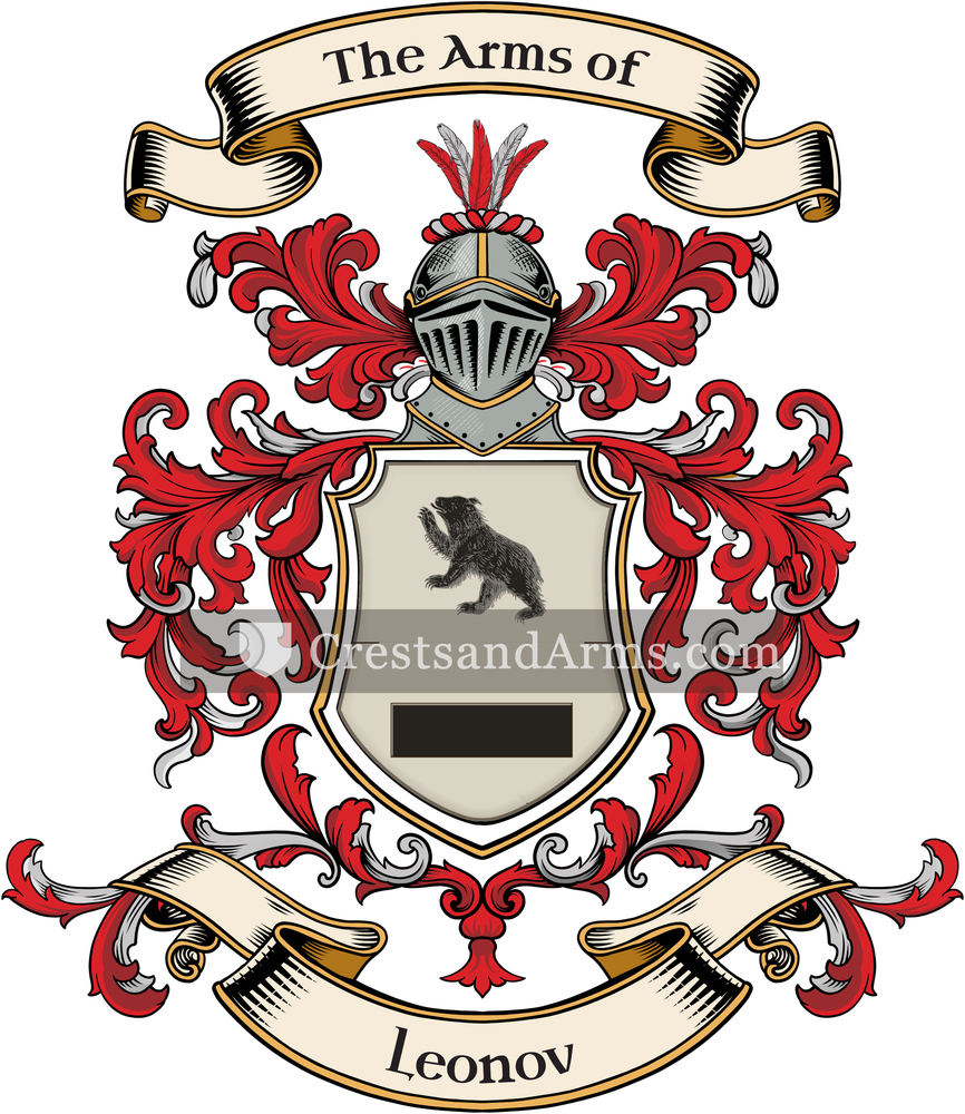 The Leonov coat of arms, drawn from the recorded blazon
