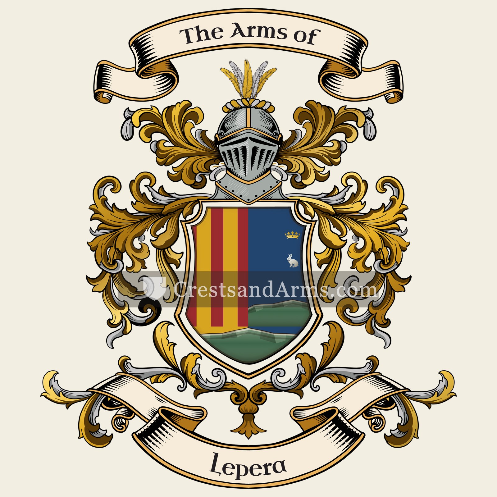The Lepera coat of arms, drawn from the recorded blazon