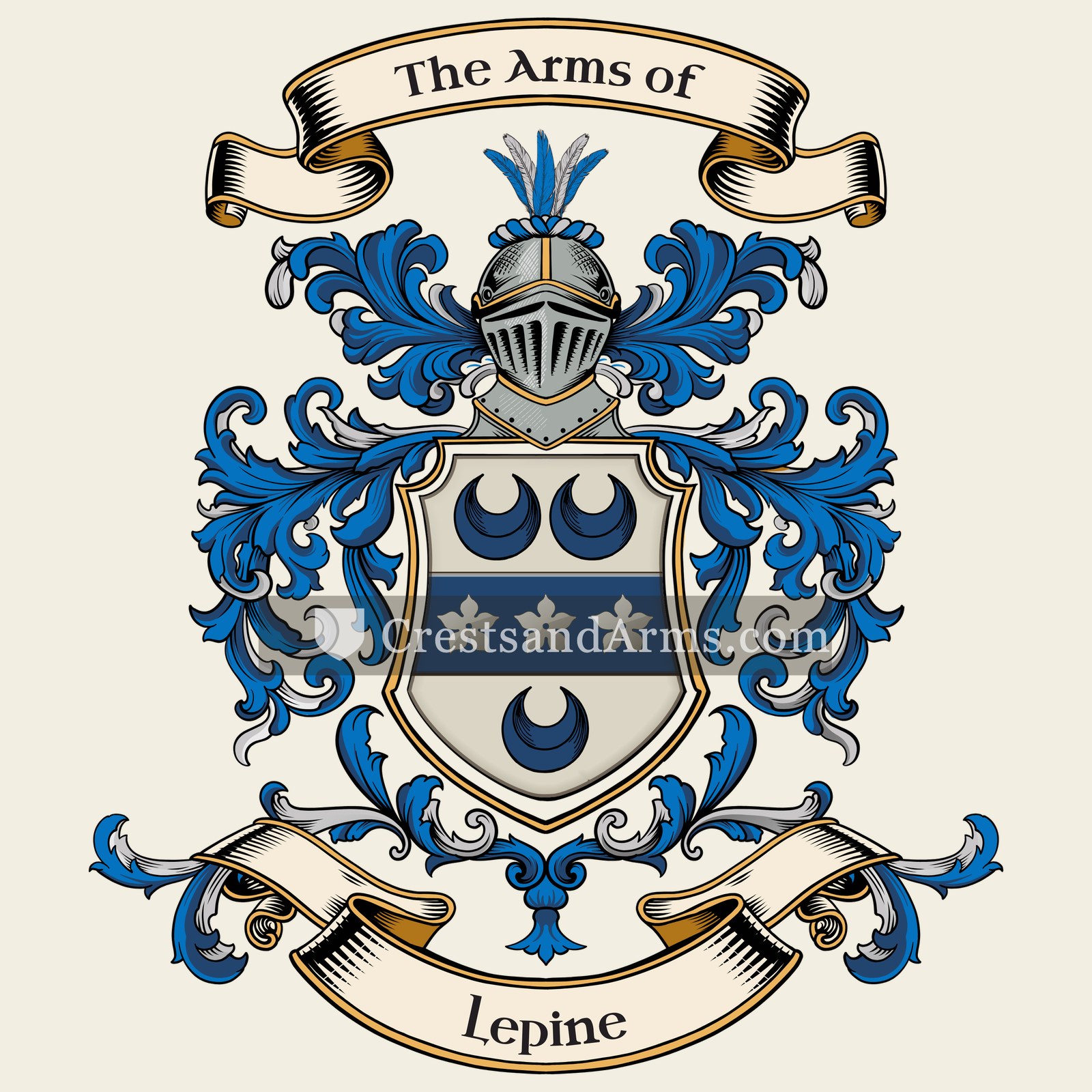 The Lepine coat of arms, drawn from the recorded blazon