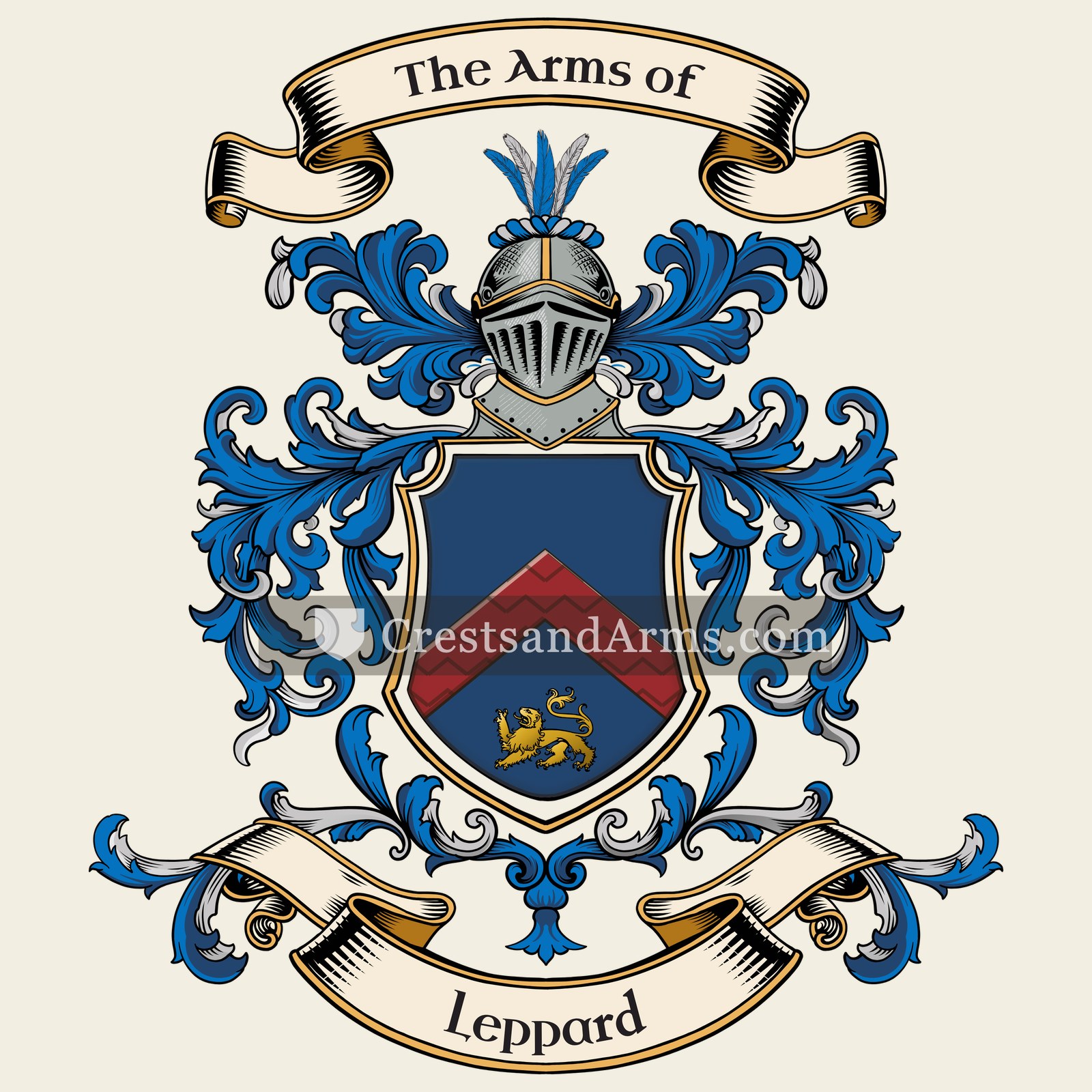 The Leppard coat of arms, drawn from the recorded blazon