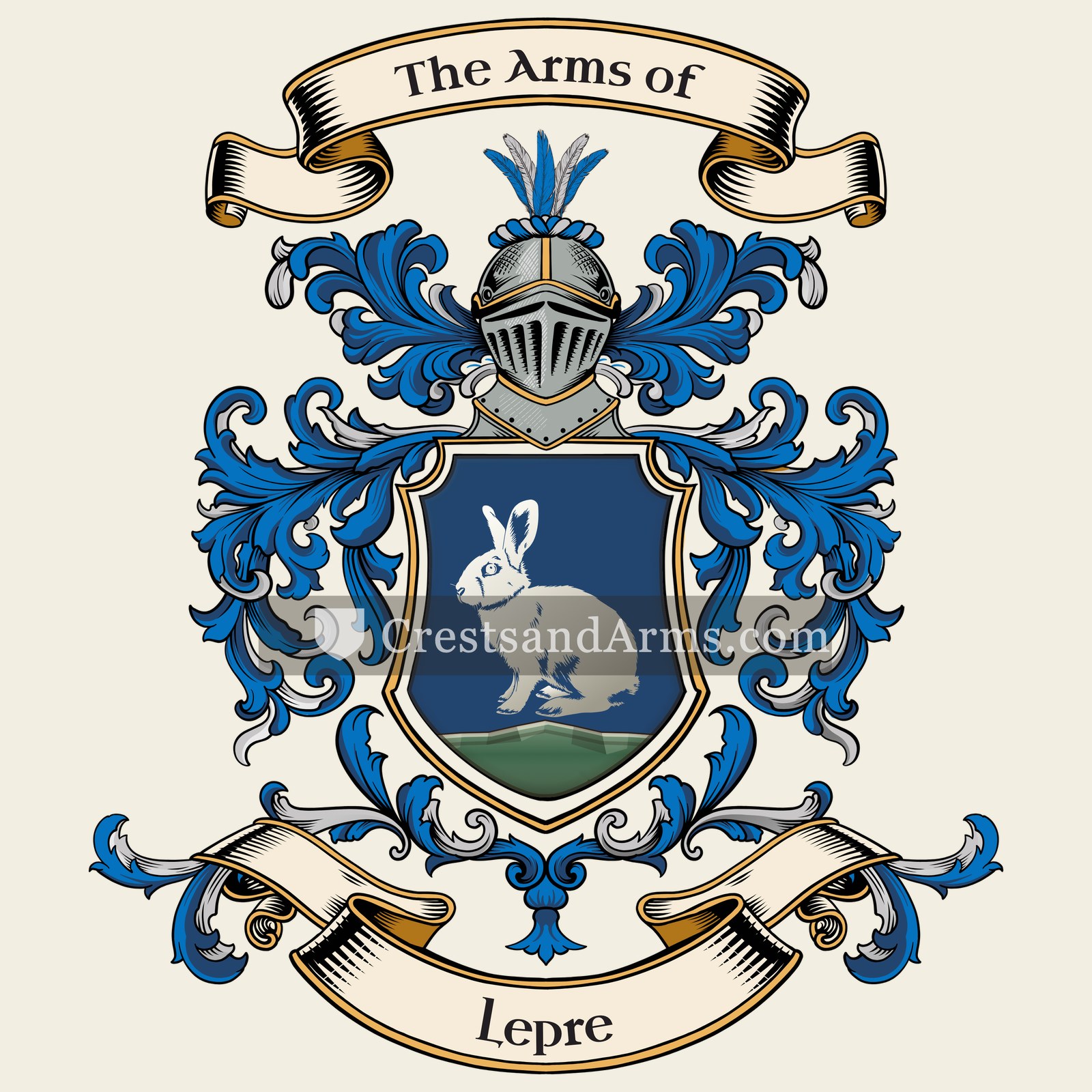 The Lepre coat of arms, drawn from the recorded blazon