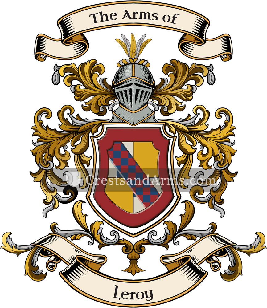 The Leroy coat of arms, drawn from the recorded blazon