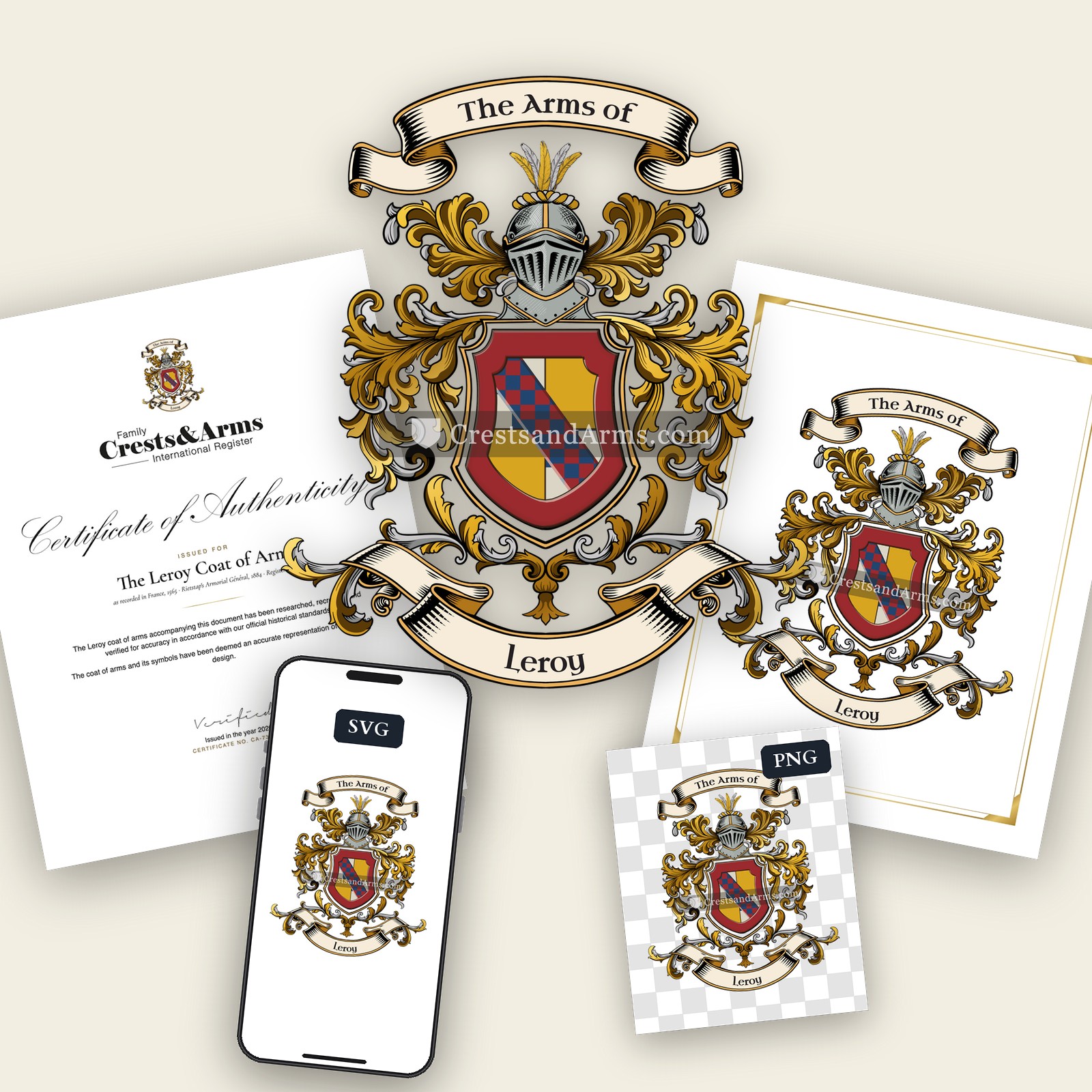 The Leroy arms on the coat of arms — digital pack