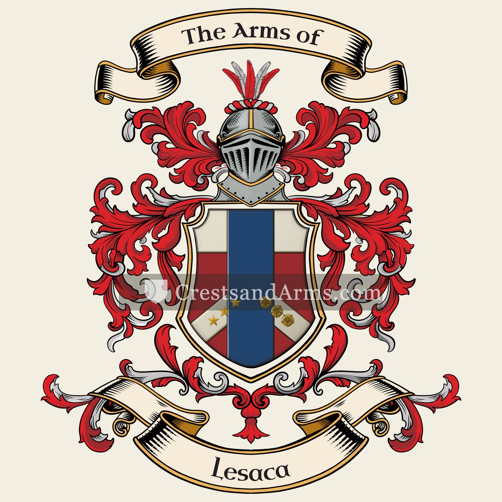 The Lesaca coat of arms, drawn from the recorded blazon