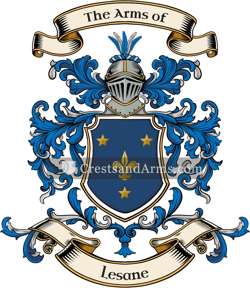The Lesane coat of arms, drawn from the recorded blazon